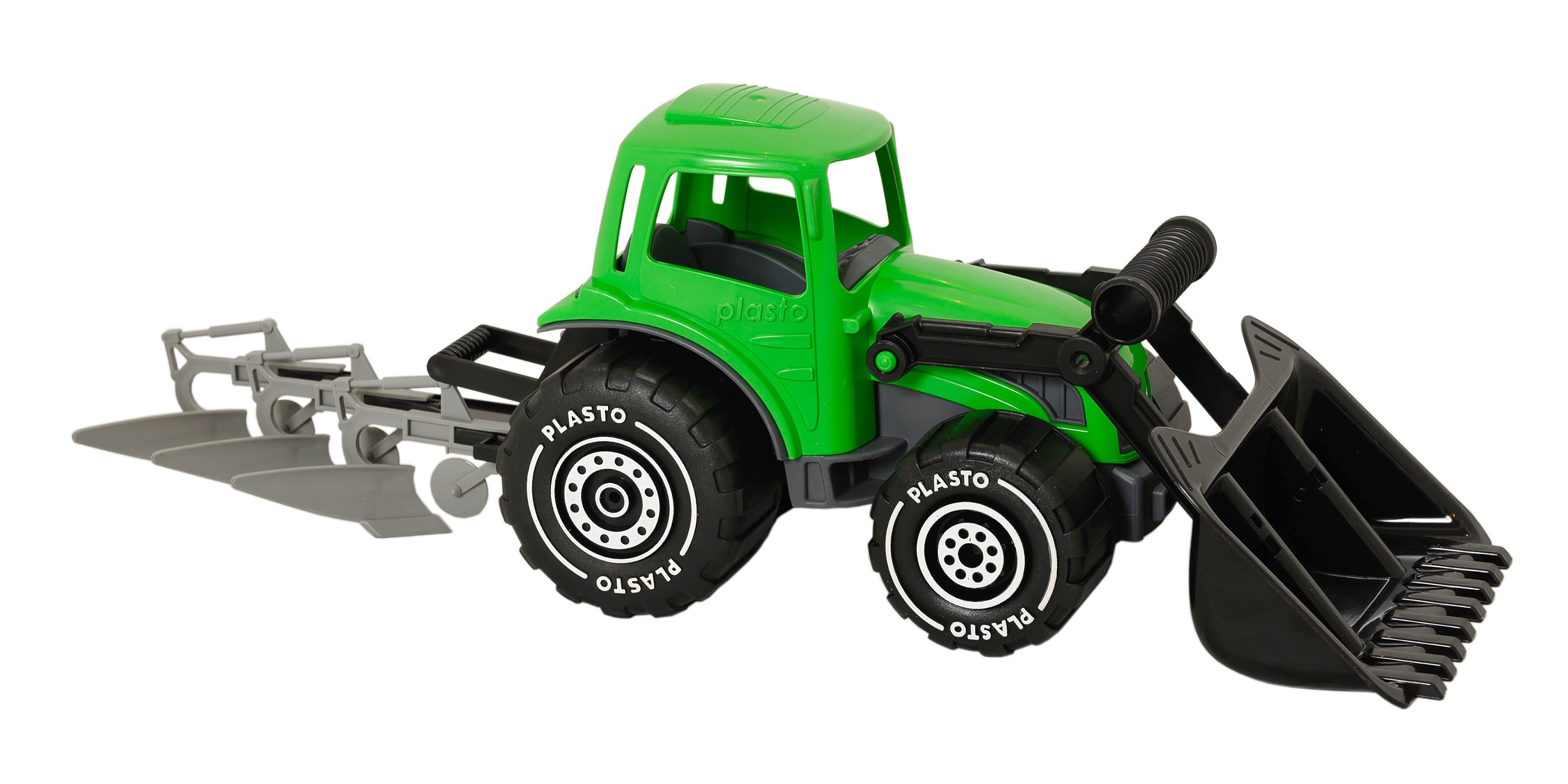 Plasto Tractor With Frontloader And Plough 52 cm - Spiele im Freien 1698000grb