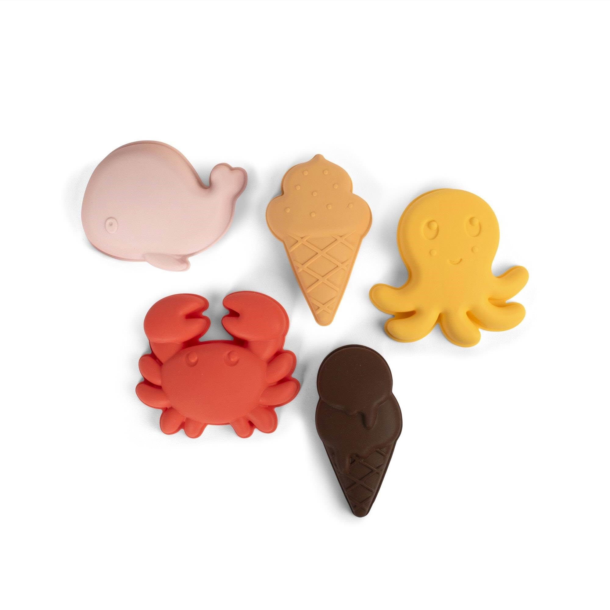 Filibabba Silicone Sand Toys 5 Pieces - Peach Mix - Baby Spielzeug