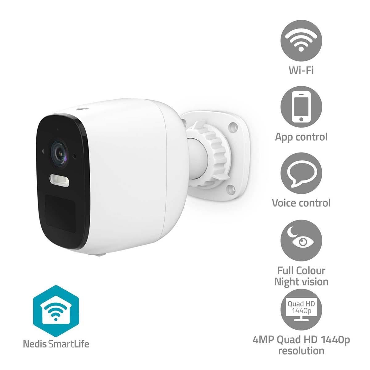 Nedis Smartlife Outdoor Camera Wi-fi 4mp Quad HD 1440p / 2560x1440 Ip66 With Motion Sensor Night Vision White - Smart Home