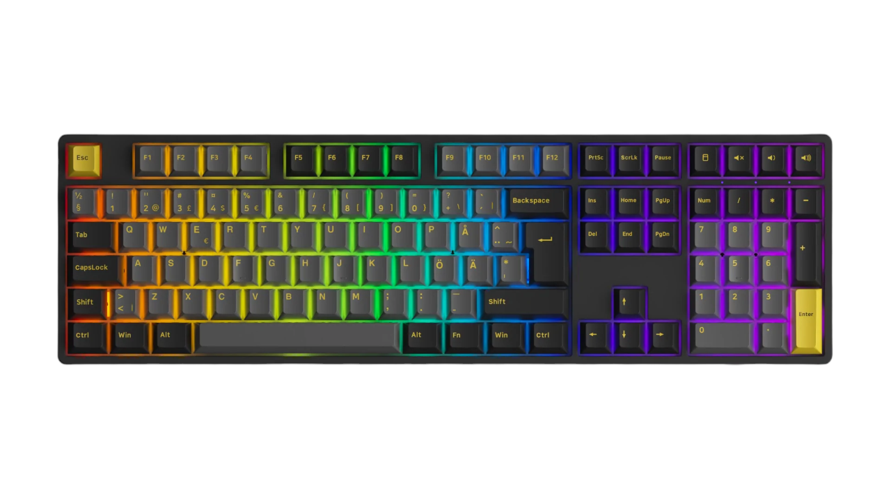 Akkogear 5108b Black/gold - V3 Blue Pro Switch - Gaming Tastatur - Full-size - Universal - Schwarz - Tastaturen 6925758630108