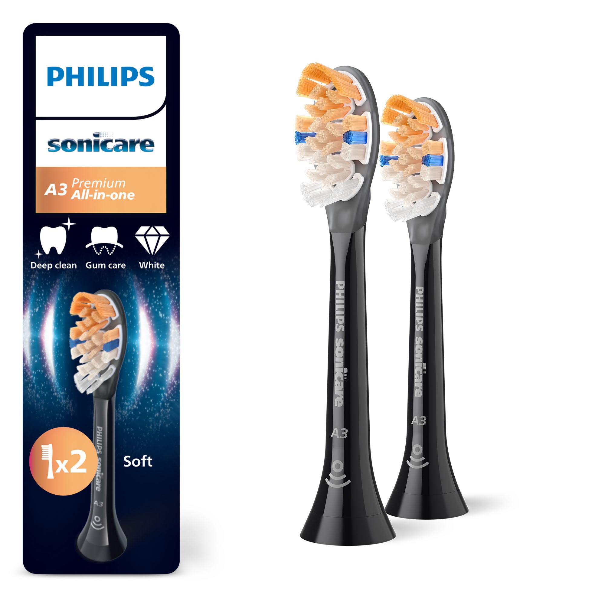 Philips Bürstenköpfe Sonicare Premium All-in-one - Black - 2 Pcs - Elektrische Zahnbuersten