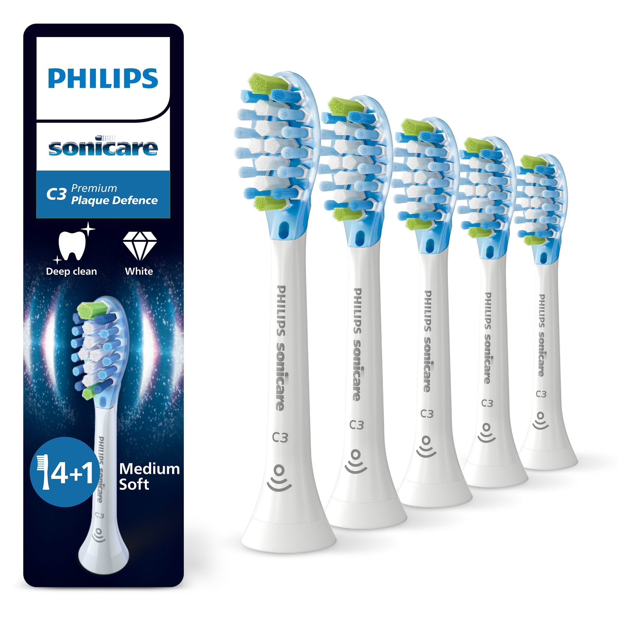 Philips Bürstenköpfe Sonicare Premium Plaque Defence - White - 4+1 Pcs - Elektrische Zahnbuersten Hx9045/87