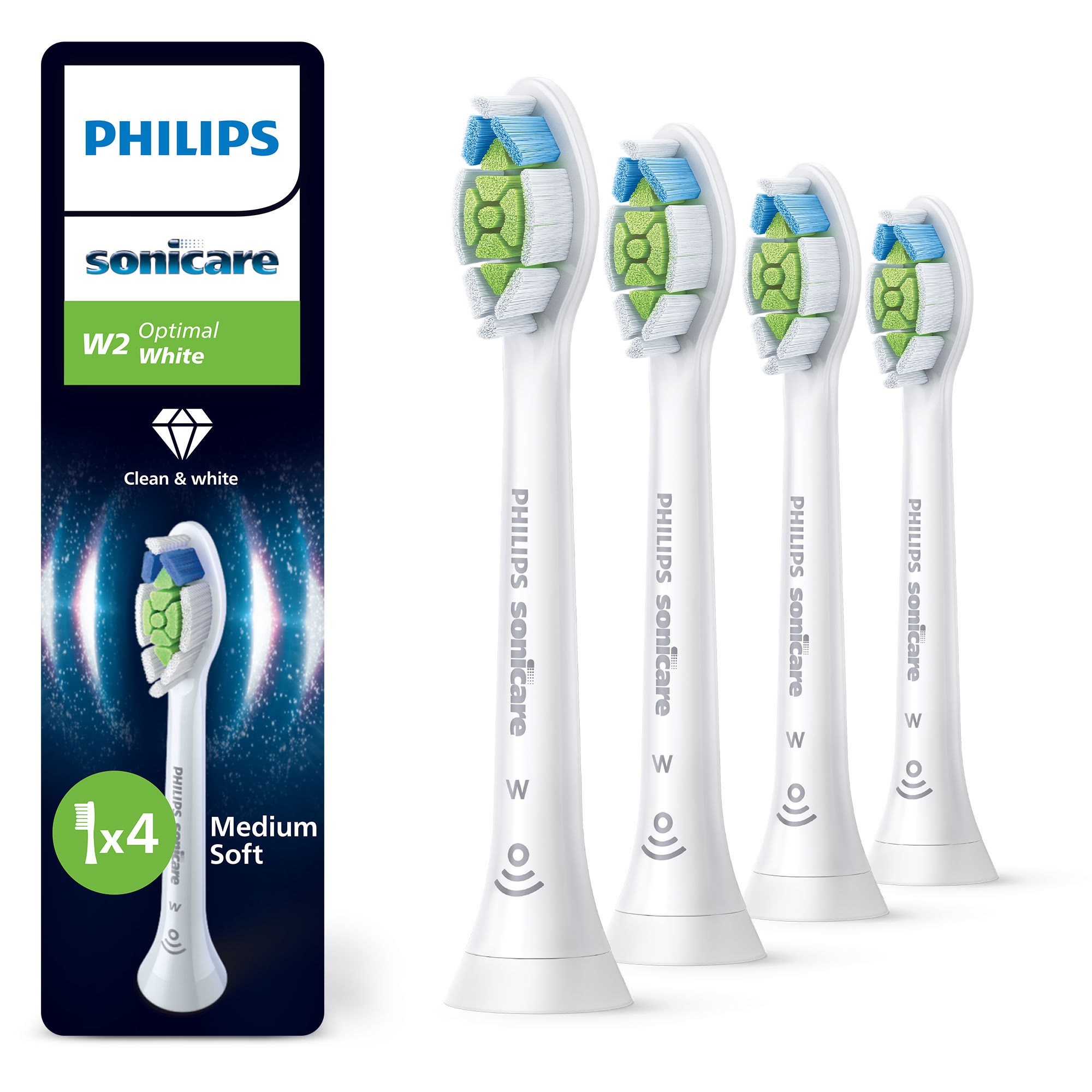 Philips Bürstenköpfe Sonicare Optimal White - 4 Pcs - Elektrische Zahnbuersten Weiß Hx6064/87