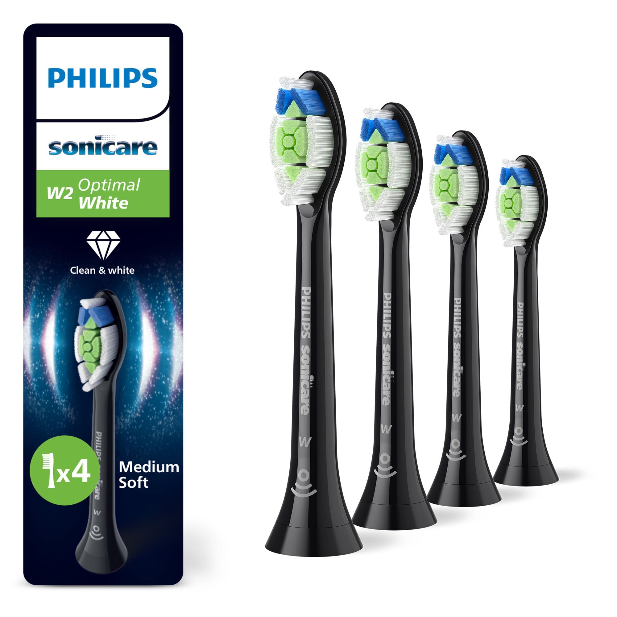 Philips Bürstenköpfe Sonicare Optimal White - 4 Pcs - Black - Elektrische Zahnbuersten