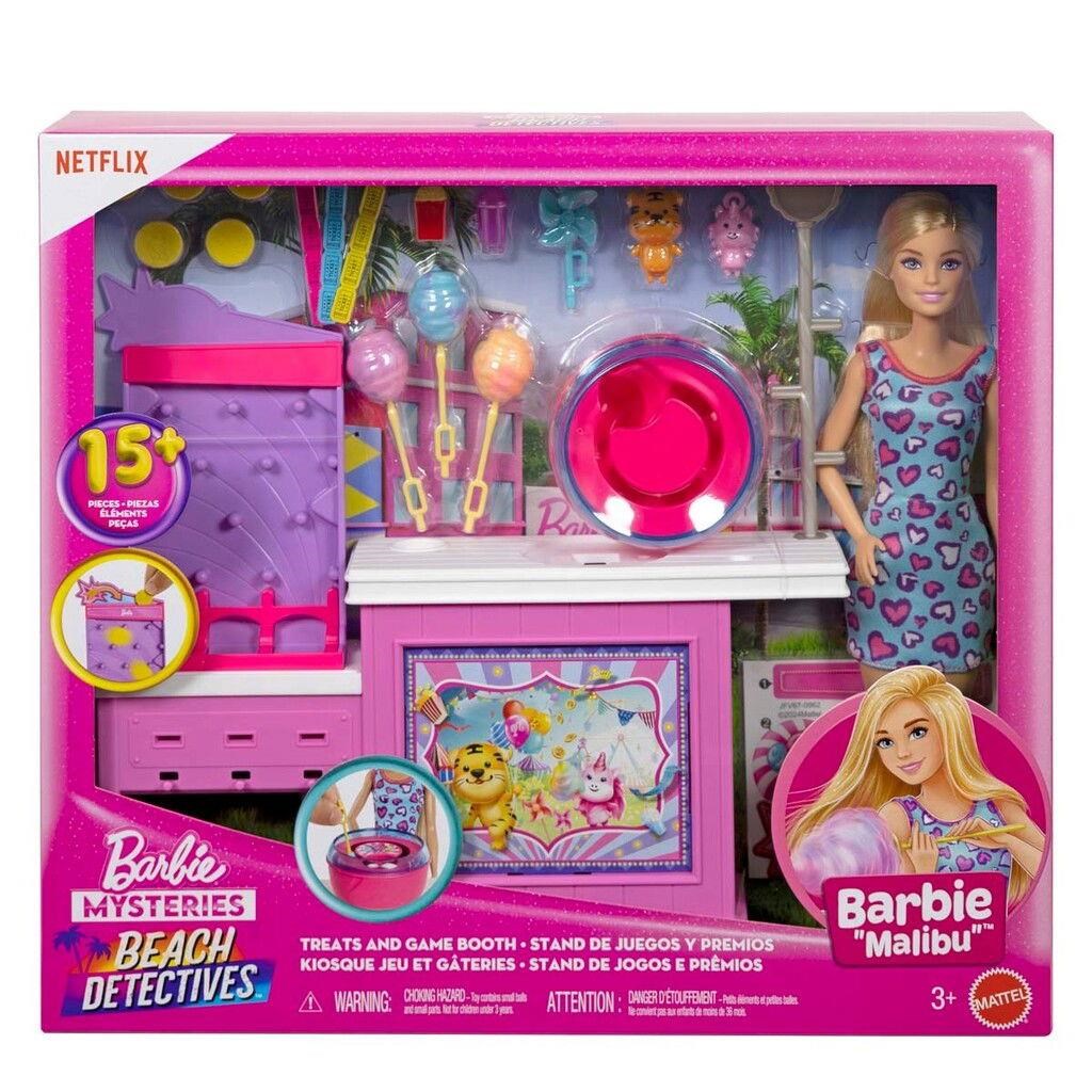 Barbie Mysteries: Beach Detectives Treats And Game Booth With "Malibu" Doll - Dolls Accessories Jfv67