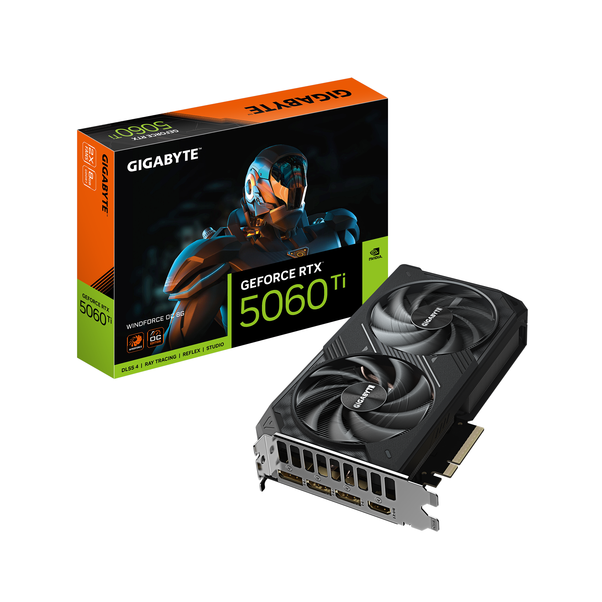 Gigabyte Geforce Rtx 5060 Ti Windforce 2 OC - 8gb Gddr7 Ram - Grafikkarte Schwarz Gv-n506twf2oc-8gd