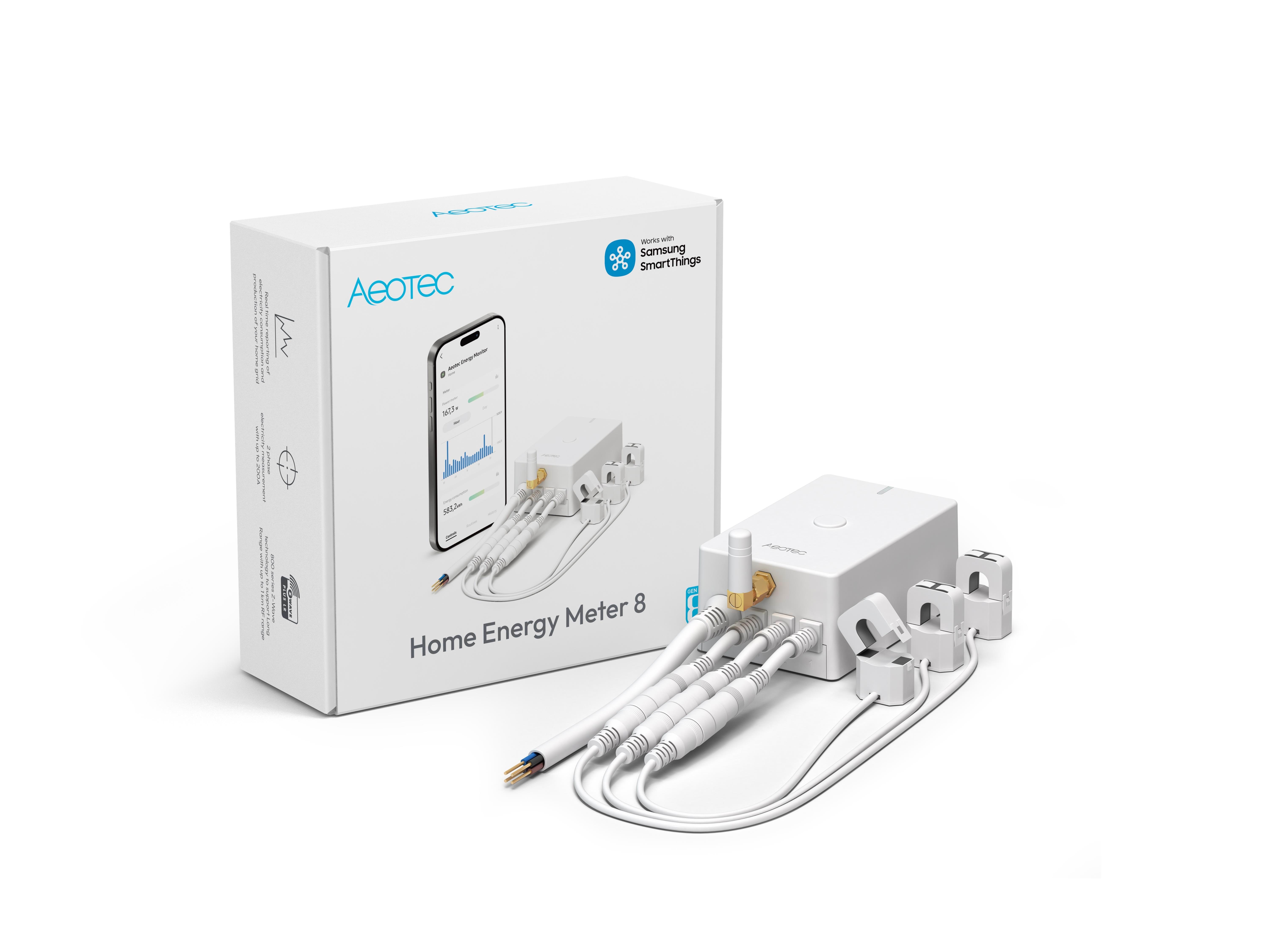 Aeotec Home Energy Meter 8 - Three Clamps 60a - Smart Home Aeoezwa046c3a60