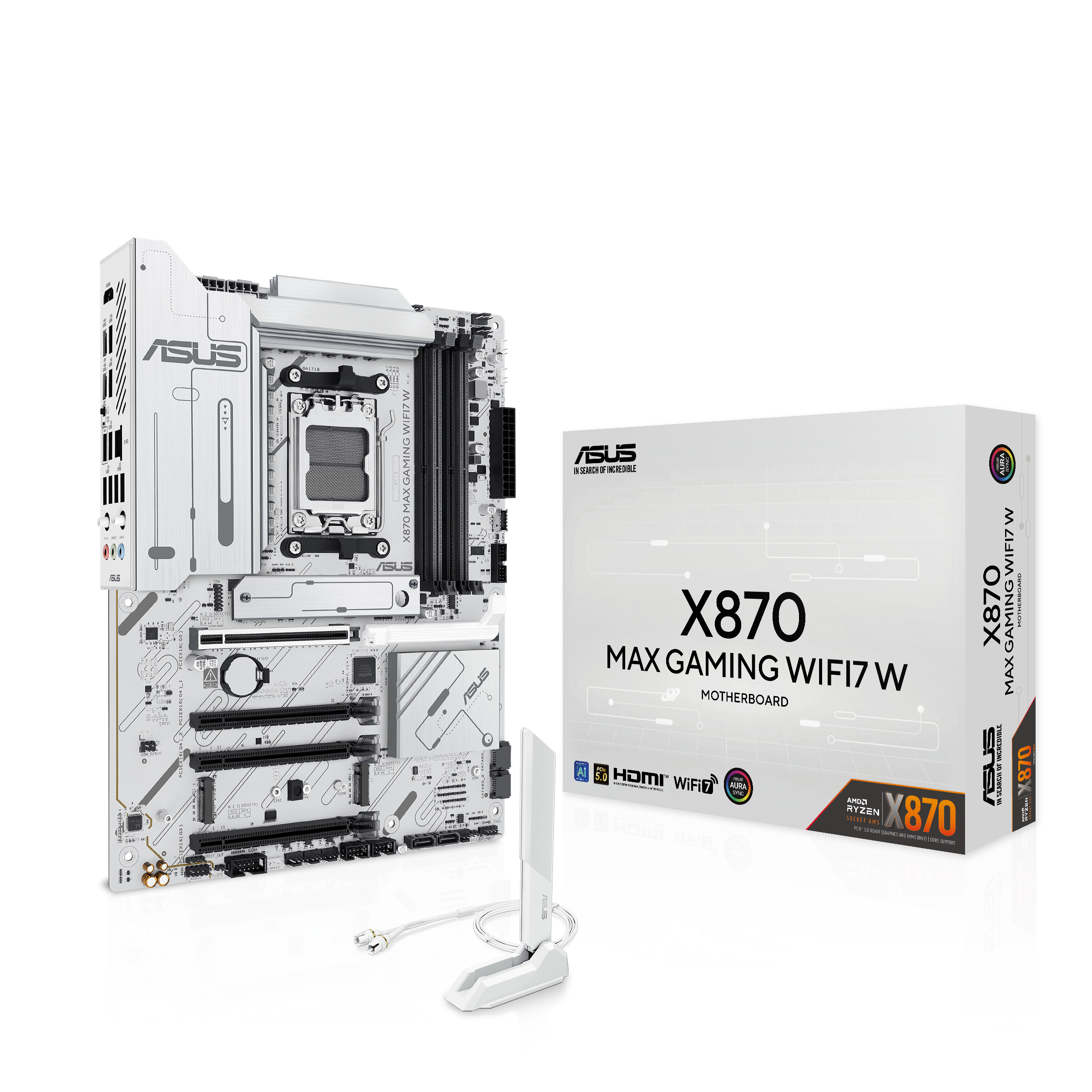 Asus X870 Max Gaming Wifi7 White Mainboard - Amd X870 - Amd Am5 - Ddr5 Ram - Atx