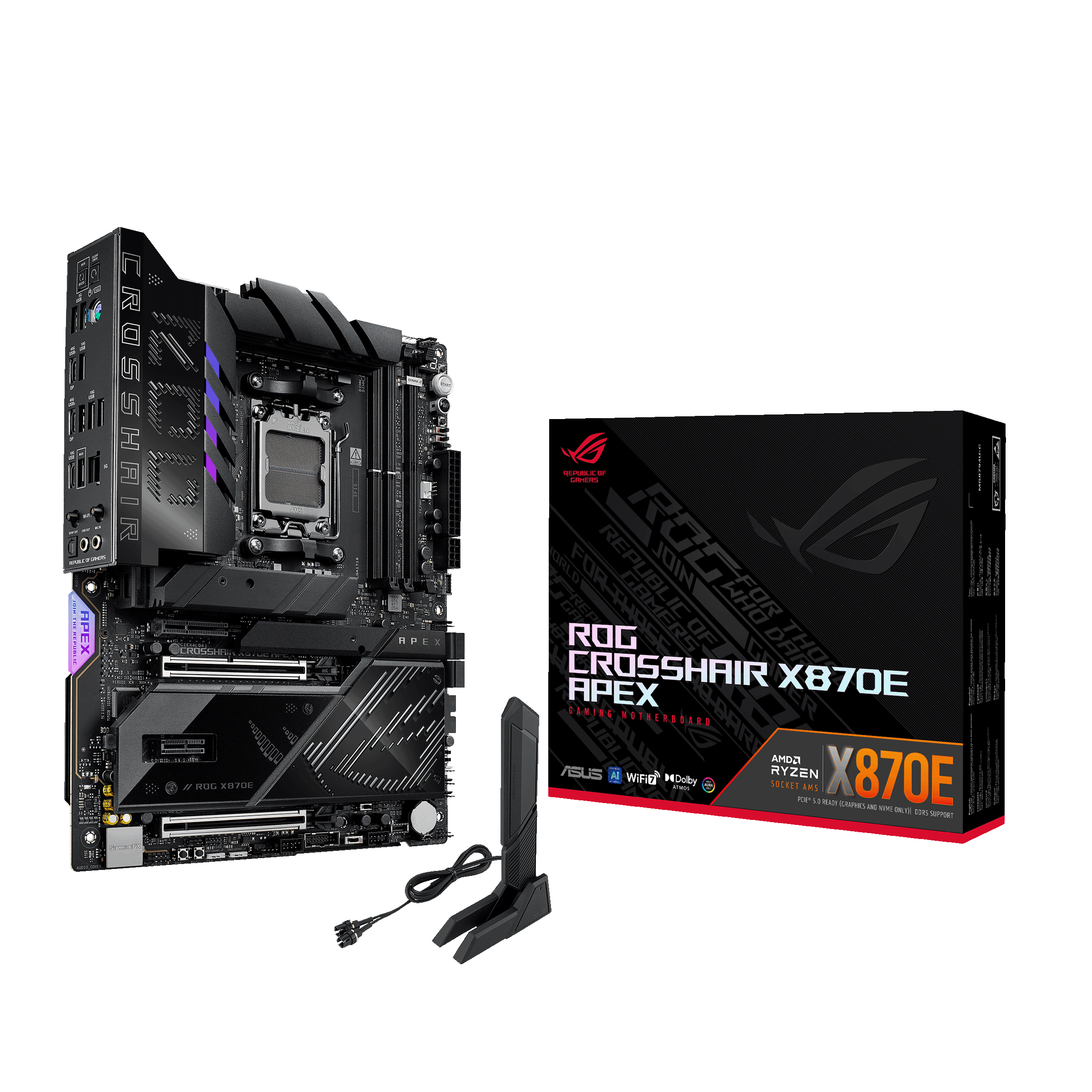 Asus Rog Crosshair X870e Apex Mainboard - Amd X870e - Amd Am5 - Ddr5 Ram - Atx 90mb1kr0-m0eay0