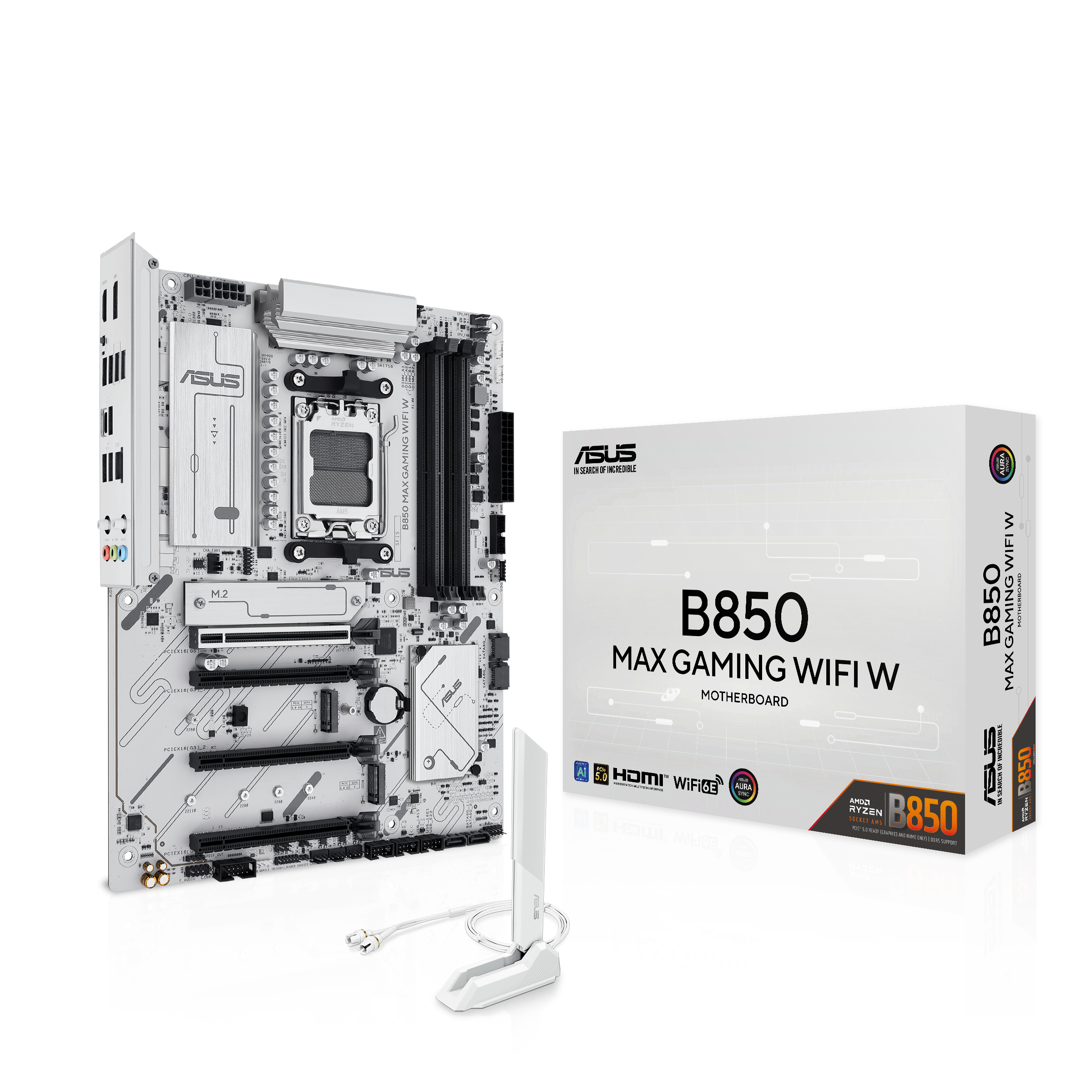 Asus B850 Max Gaming Wifi White Mainboard - Amd B850 - Amd Am5 - Ddr5 Ram - Atx