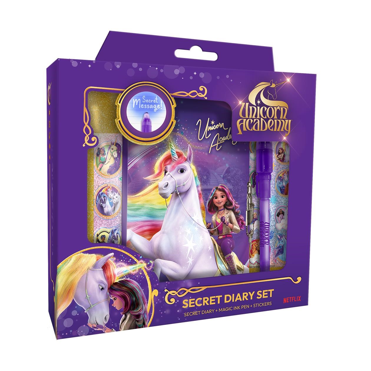 Euromic Unicorn Academy Magic Diary - Diary W/magic Ink Pen Gift Box - Schreibtischzubehoer