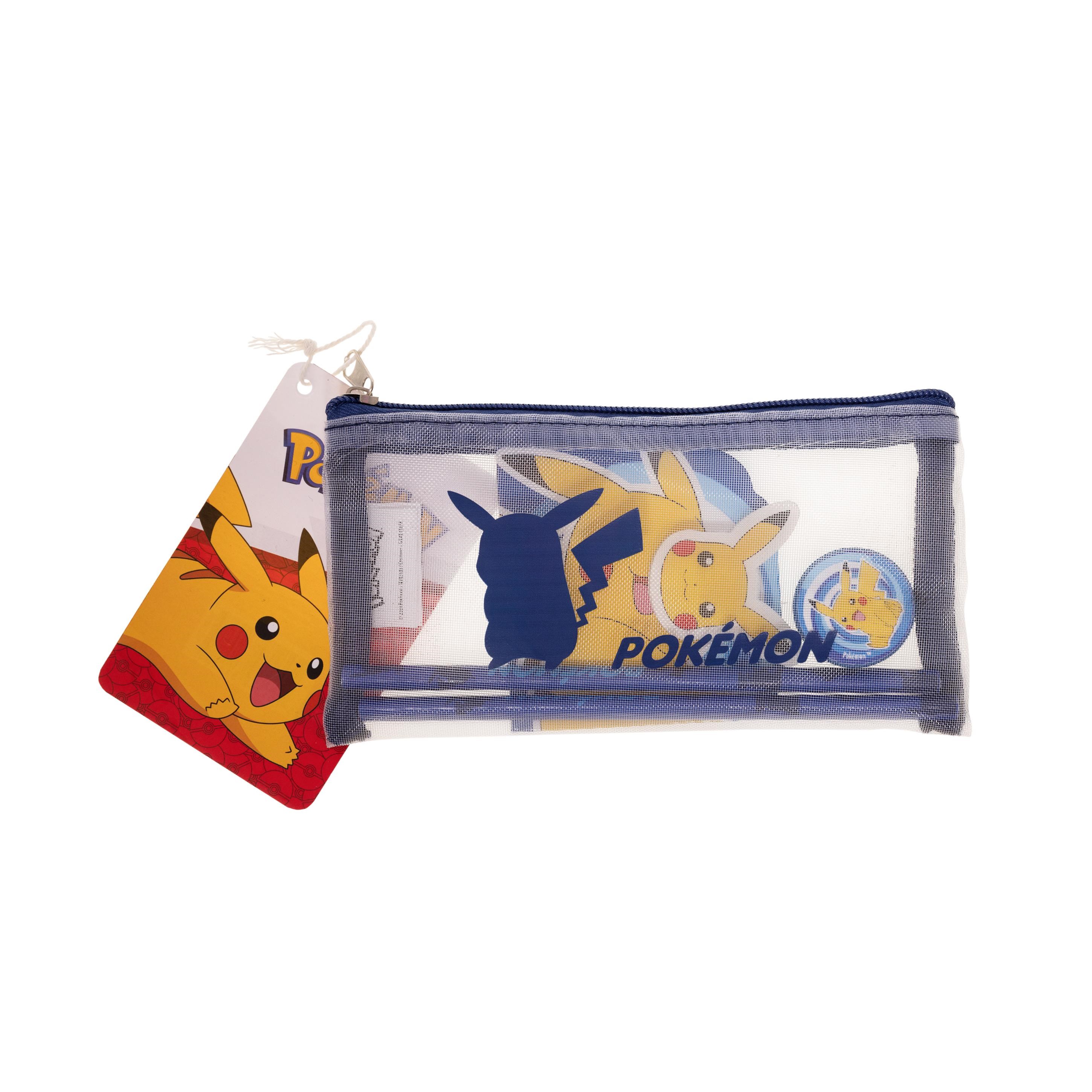 Euromic Pokémon Filled Mesh Pencil Pouch W/stationery Articles: 2 Triangular Pencils 1 Round Sharpener 1 Shaped Eraser 1 Shaped Memo Pad. Size of 