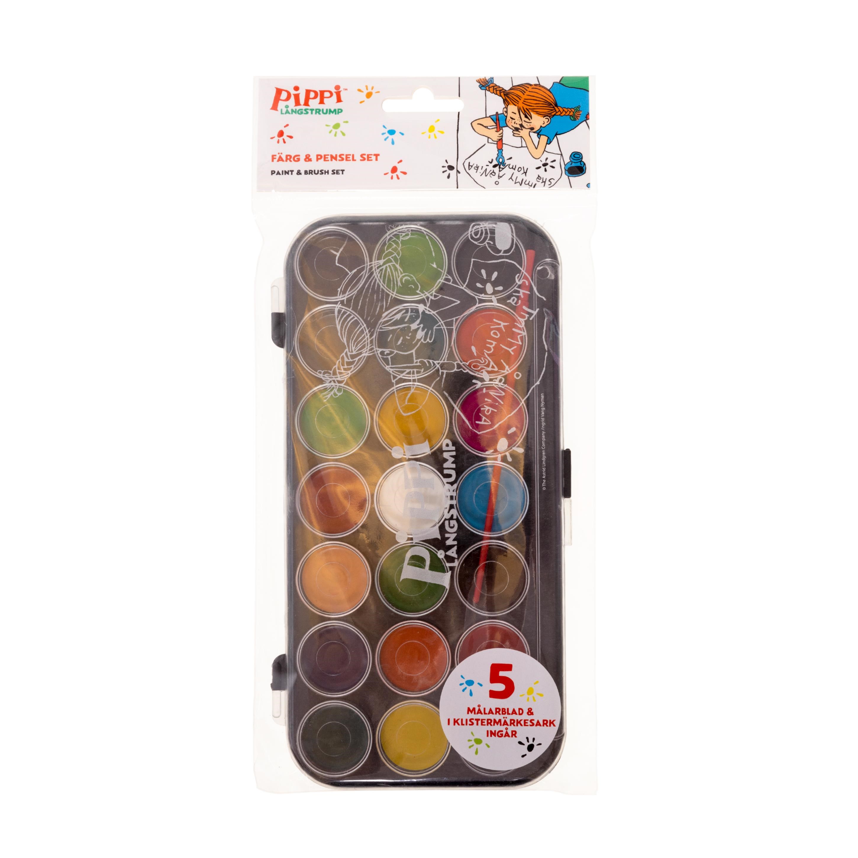 Euromic Pippi & Herr N. Paint & Brush Set Water Col. - Utensilien Zum Schreiben Und Zeichnen 063605221