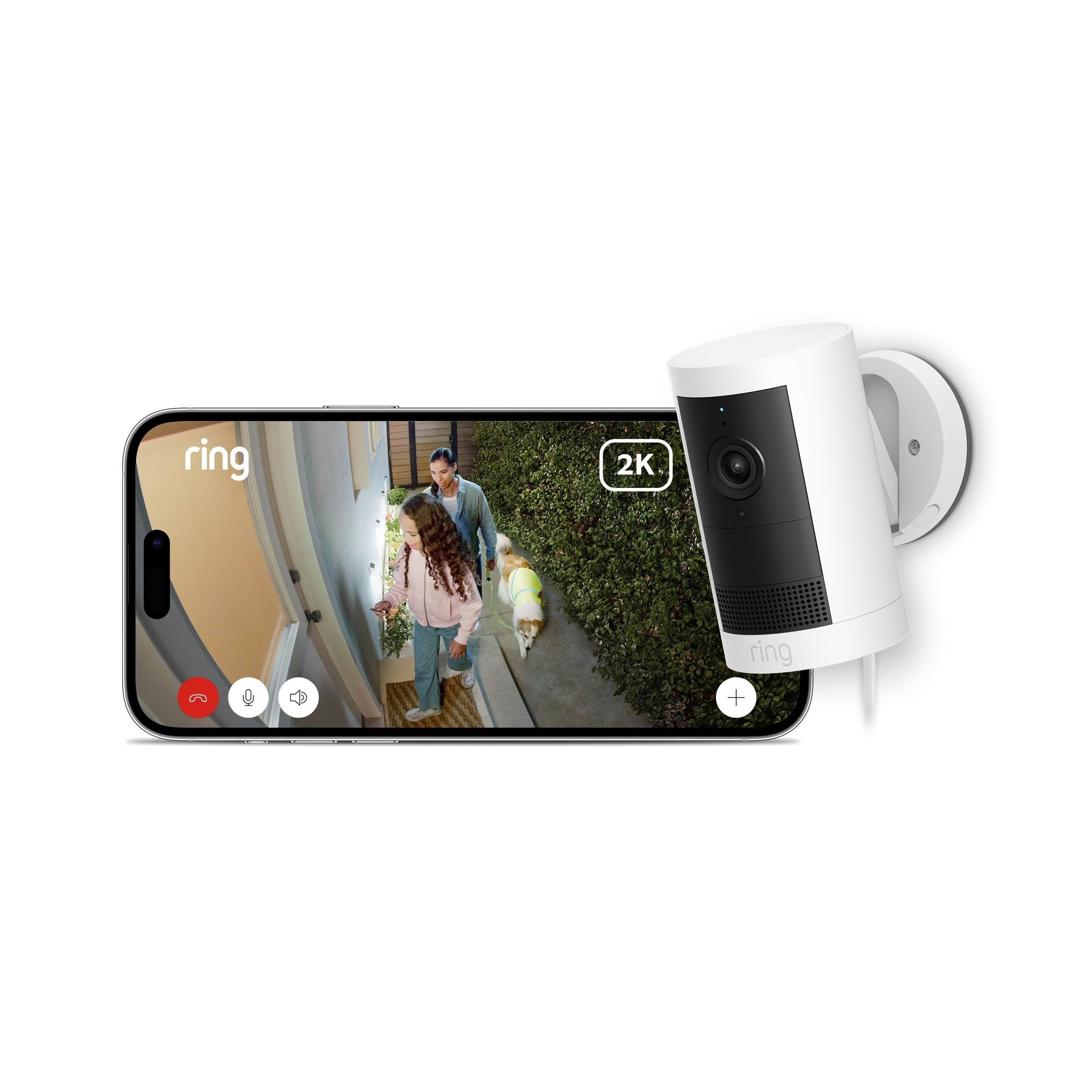Ring Outdoor Cam Plus Plug-in Retinal 2K - White - Smart Home B0d23vw9vb