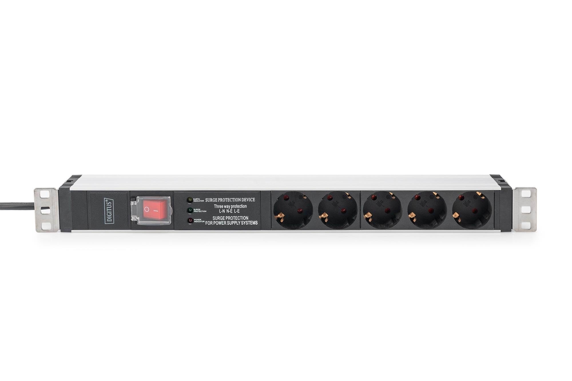Digitus 5-port - 1U - Aluminum Pdu - Stromkabel Extern Schwarz Dn-95433