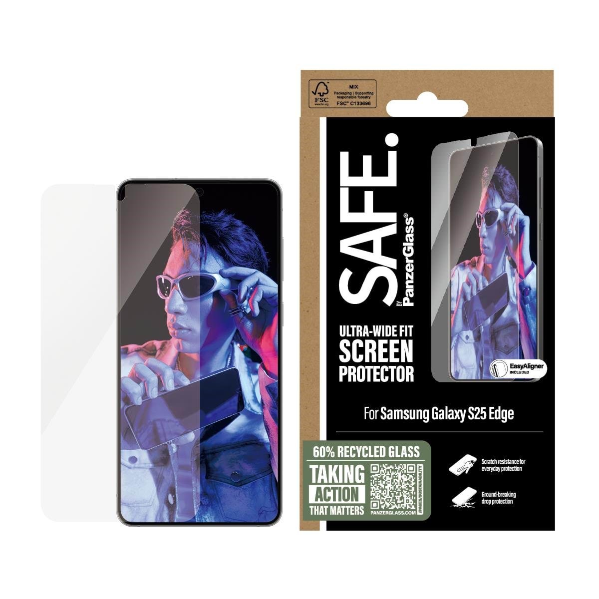 Safe by Panzerglass Screen Protector Samsung S25 Edge | Ultra-wide Fit - Handys Schutzfolie