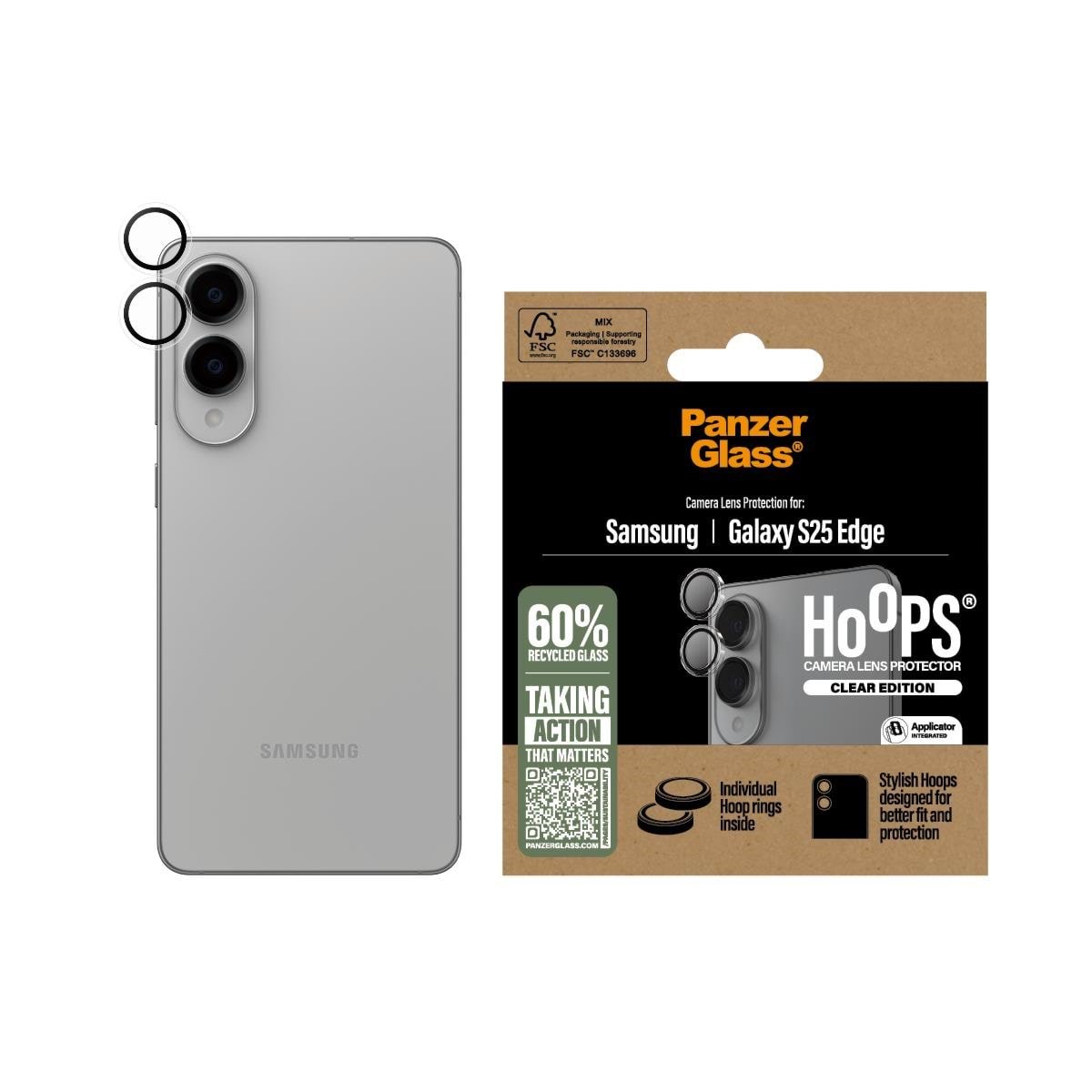 Panzerglass Hoops Transparent Camera Lens Protector Samsung S25 Edge - Handys Schutzfolie Pg56318