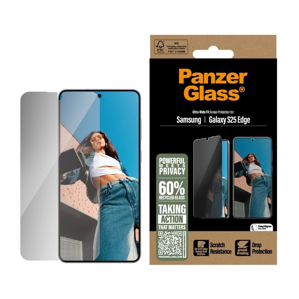 Panzerglass Privacy Screen Protector Samsung S25 Edge | Ultra-wide Fit - Handys Schutzfolie Pg46491