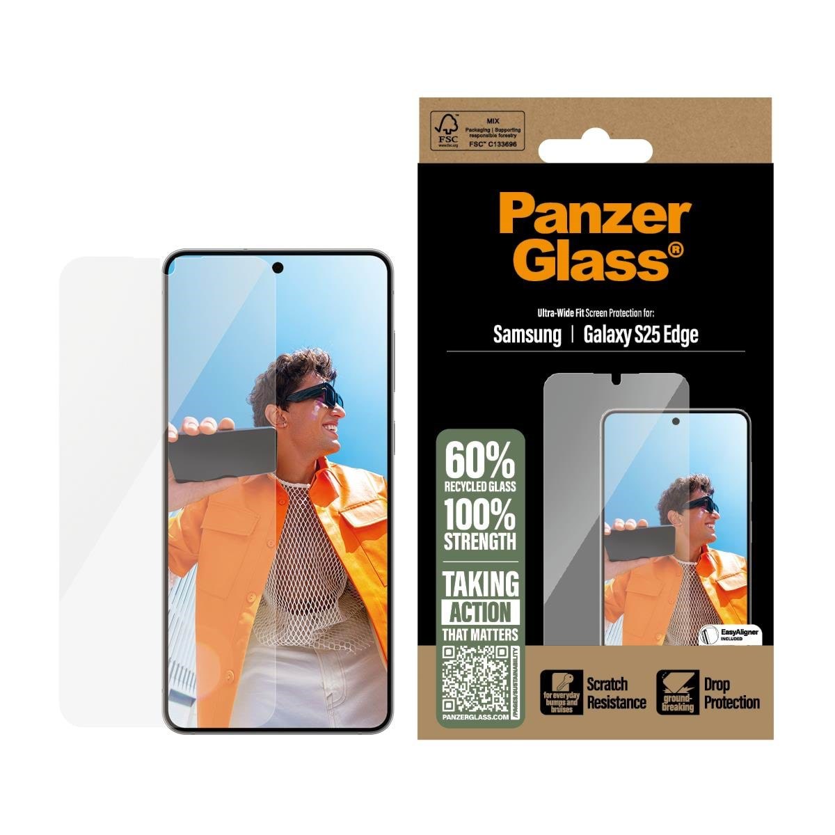 Panzerglass Screen Protector Samsung S25 Edge | Ultra-wide Fit - Handys Schutzfolie
