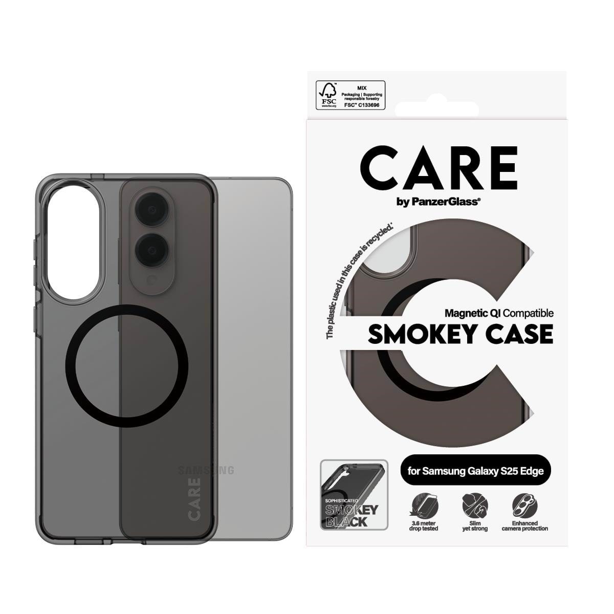 Care by Panzerglass Flagship Case Urban Combat Smokey w. Black Qi Compatible Samsung S25 Edge - Handys Cover Cases
