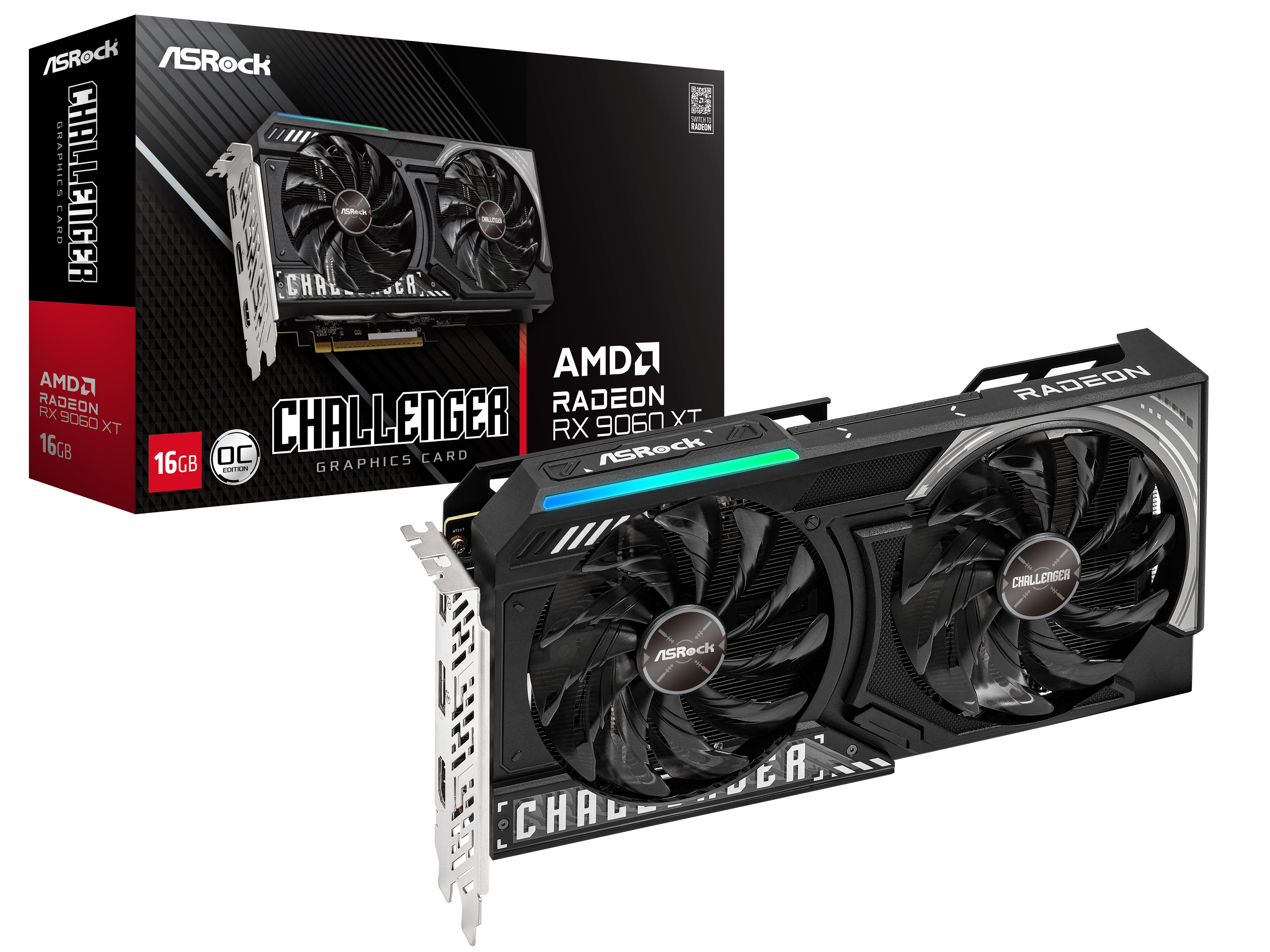 Asrock Radeon RX 9060 XT Challenger - 16gb Gddr6 Ram - Grafikkarte Schwarz 90-ga5qzz-00uanf