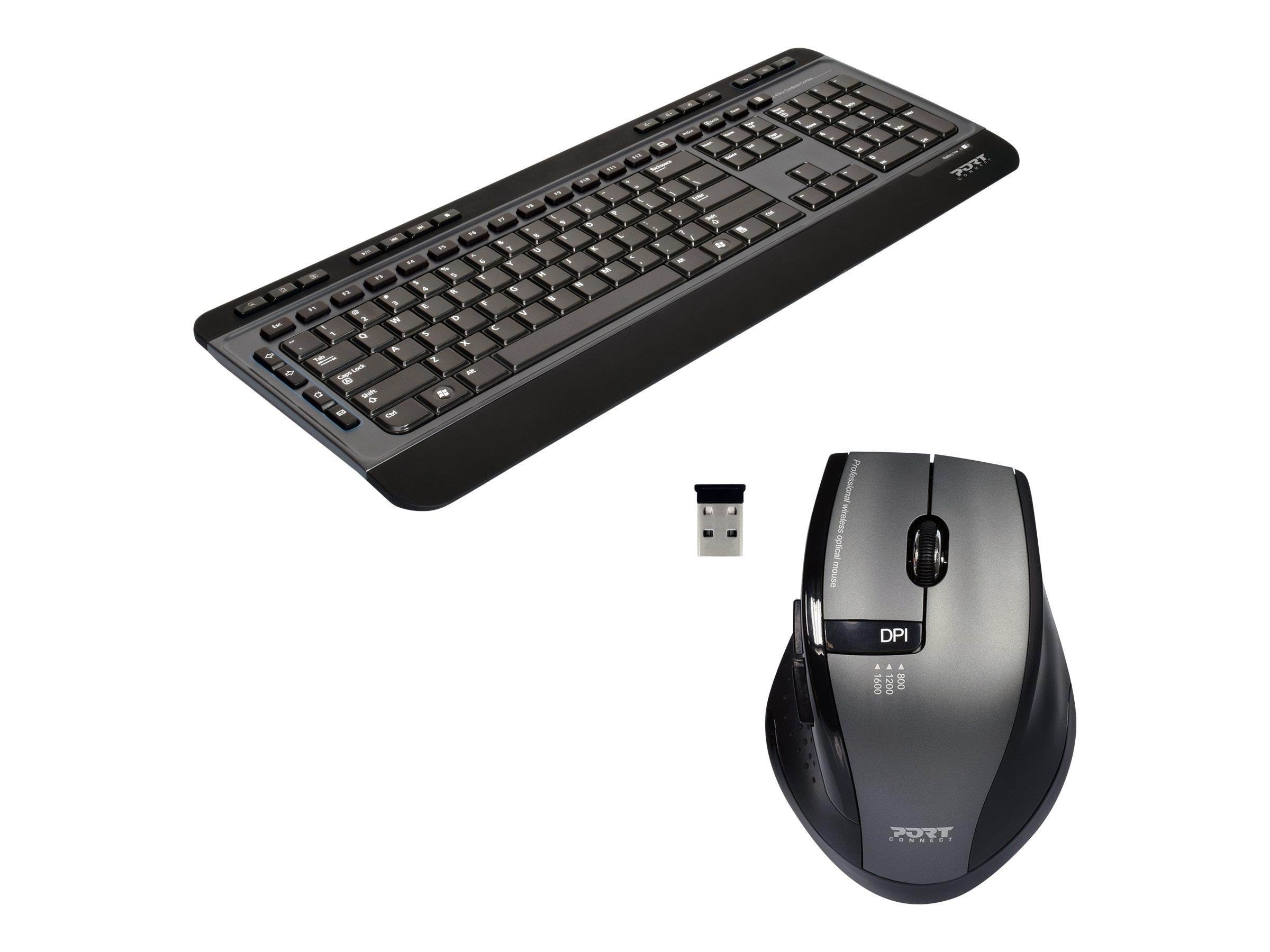 Port Designs Port Connect Silent Pack 2 IN 1 - Tastatur & Maus Set - Englisch (US) - Grau - Tastaturen