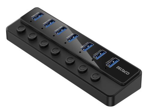 Deltaco Usb-a Hub - 7x Usb-a Ports Usb-hubs - Usb 3.0 - 7 - Schwarz - Usb Hubs Uh-739