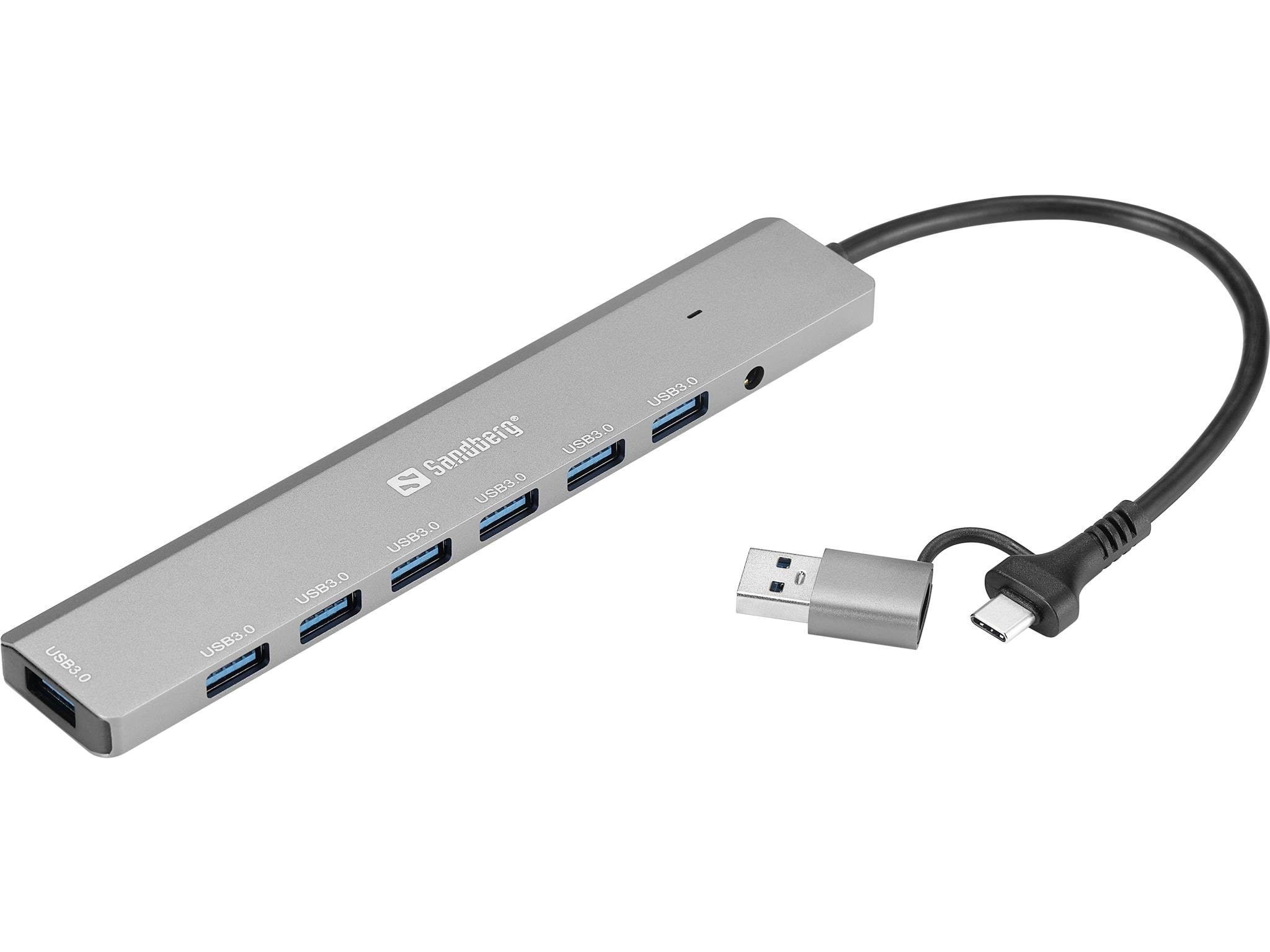 Sandberg 7-port Type-a Usb3.0 Hub Usb-hubs - Usb 3.0 - 7 - Silber - Usb Hubs