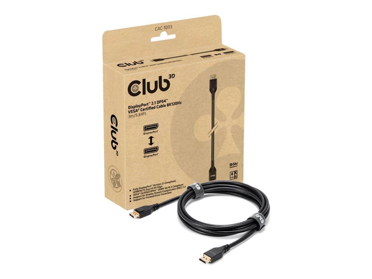 Club 3D - Displayport Cable - Displayport to Displayport - 3 m - Display Kabel Schwarz Cac-1093