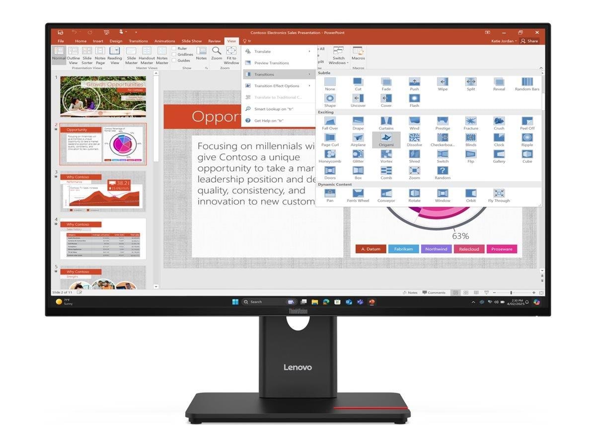 27" Lenovo Thinkvision T27-40 - 1920x1080 (Fhd) - 120hz - Ips - 15w Usb-c - Bildschirm