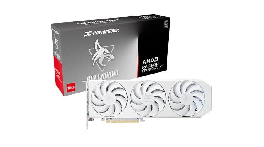 Powercolor Radeon RX 9060 XT Hellhound Spectral White - 16gb Gddr6 Ram - Grafikkarte Weiß Rx9060xt 16g-l/oc/white