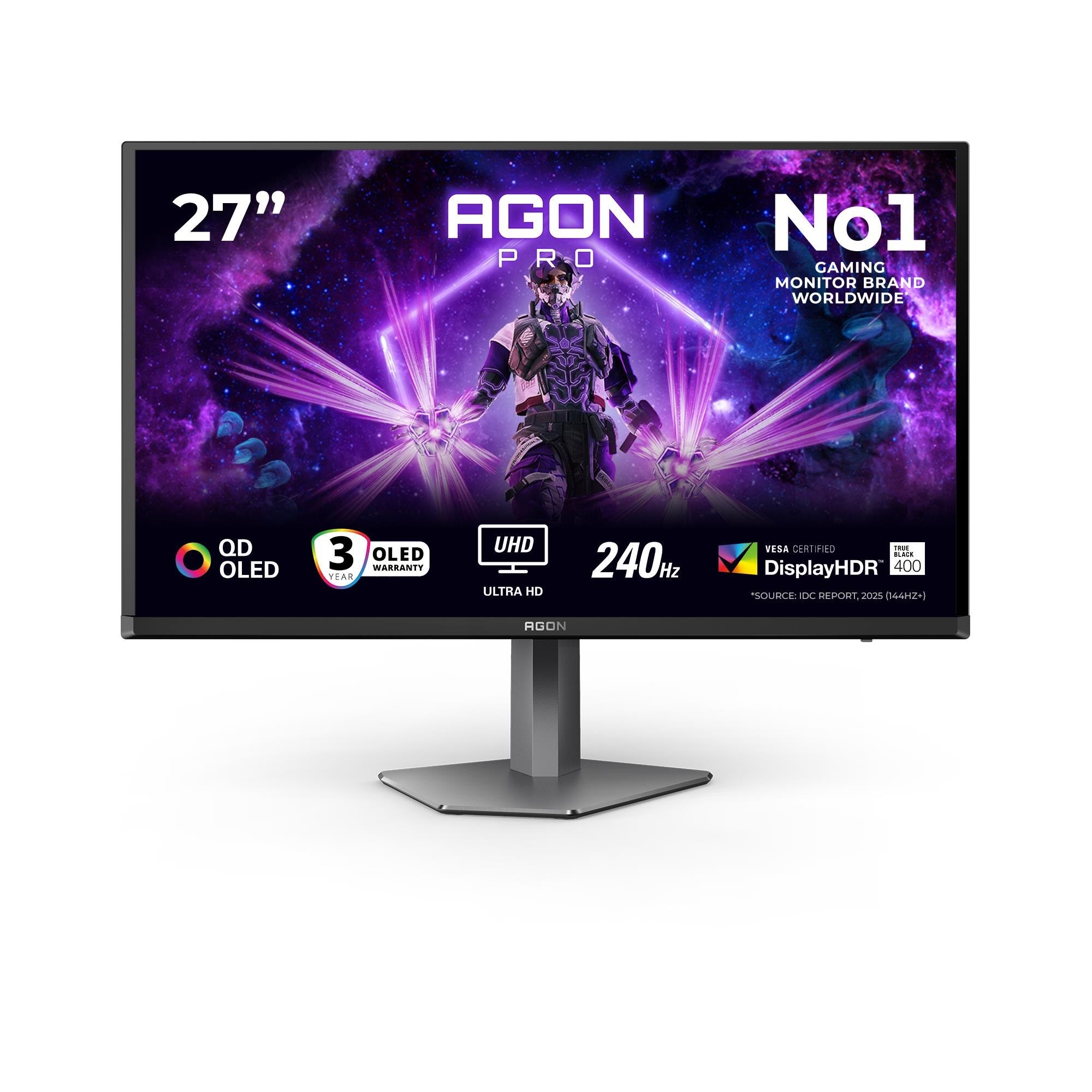 26.5" Aoc Ag276uzd - 3840x2160 (4K) - 240hz - Qd-oled - 65w Usb-c - Kvm Switch - Bildschirm