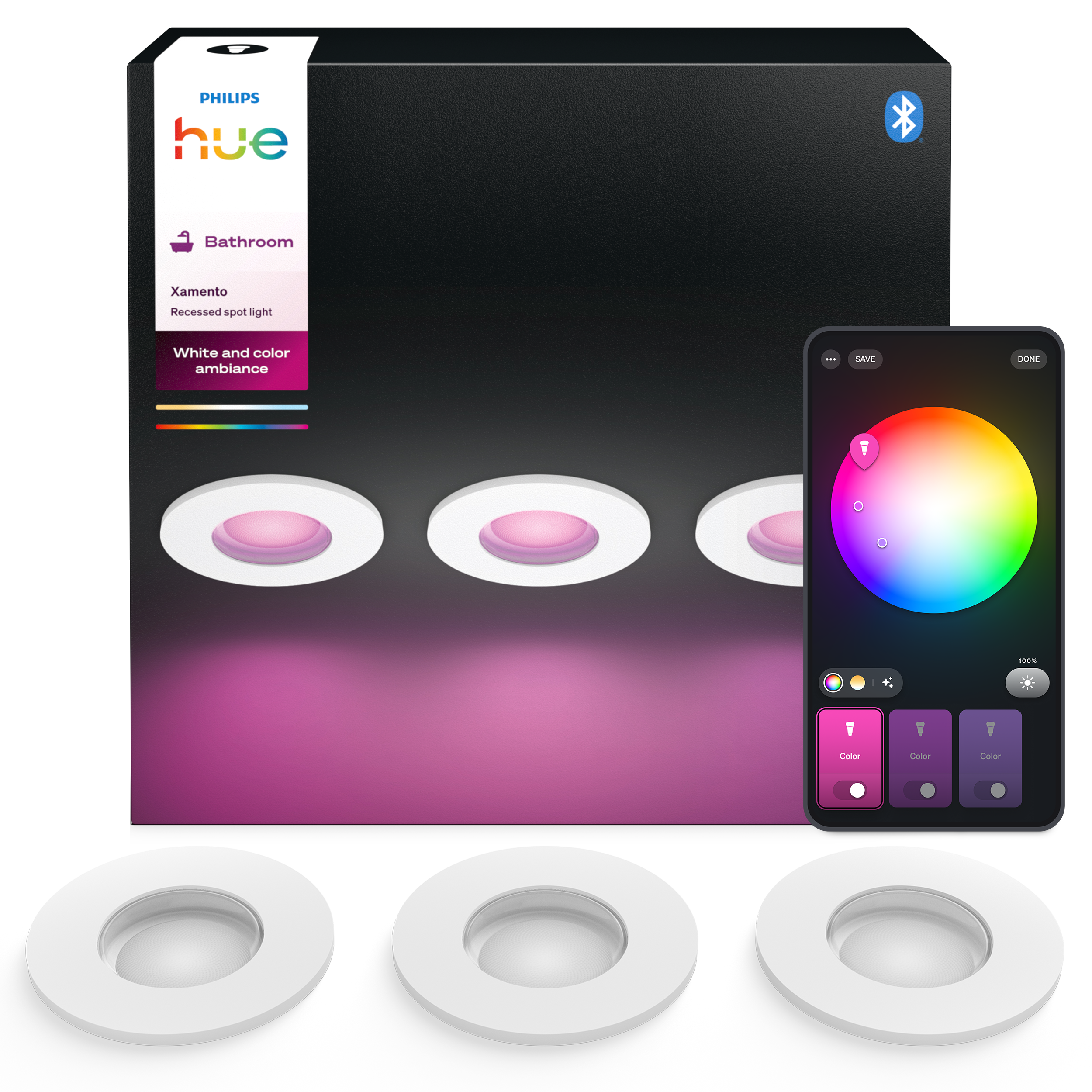 Philips Hue Xamento Recessed White 3x4.2W - Smart Home