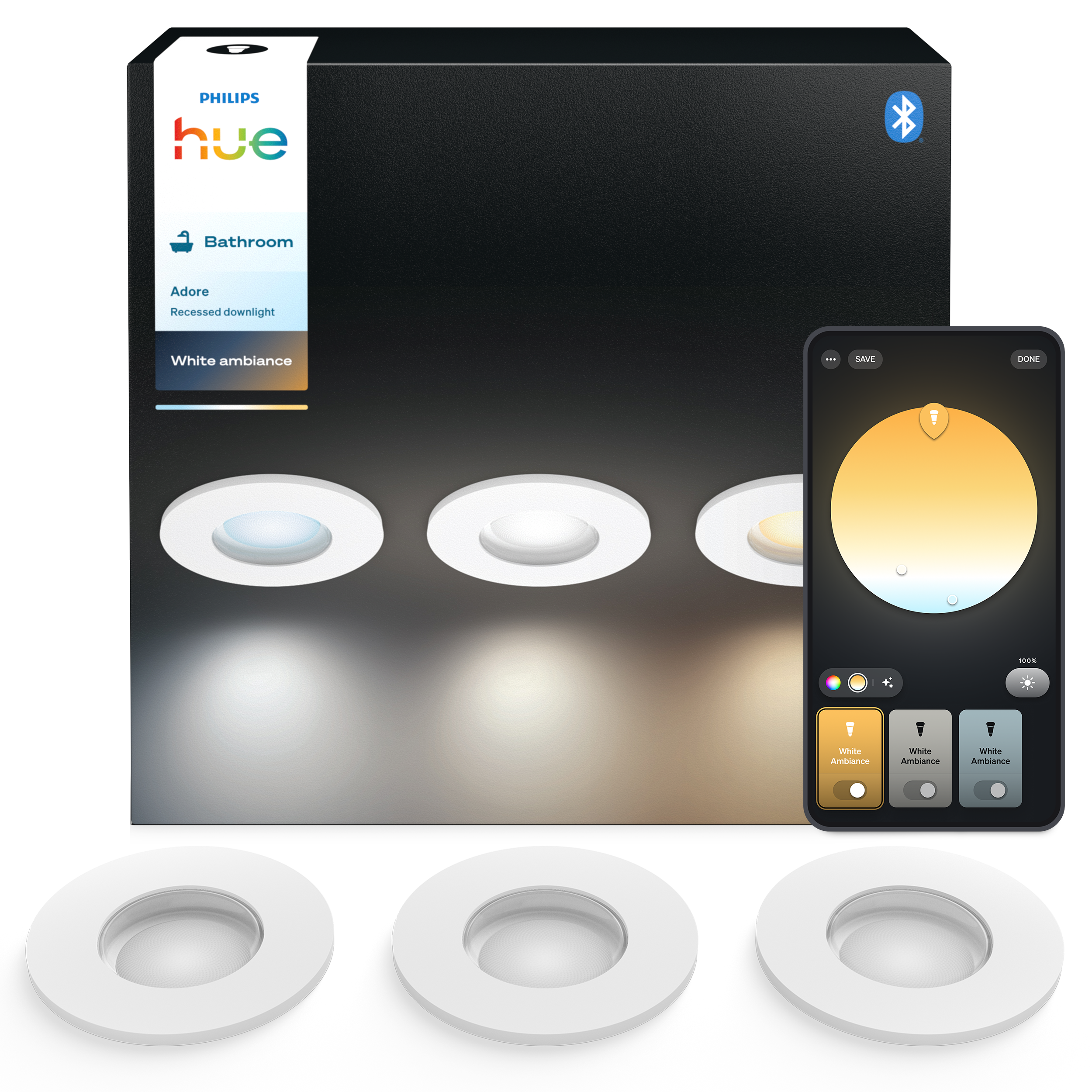 Philips Hue Adore Recessed White 3x4.2W - Smart Home