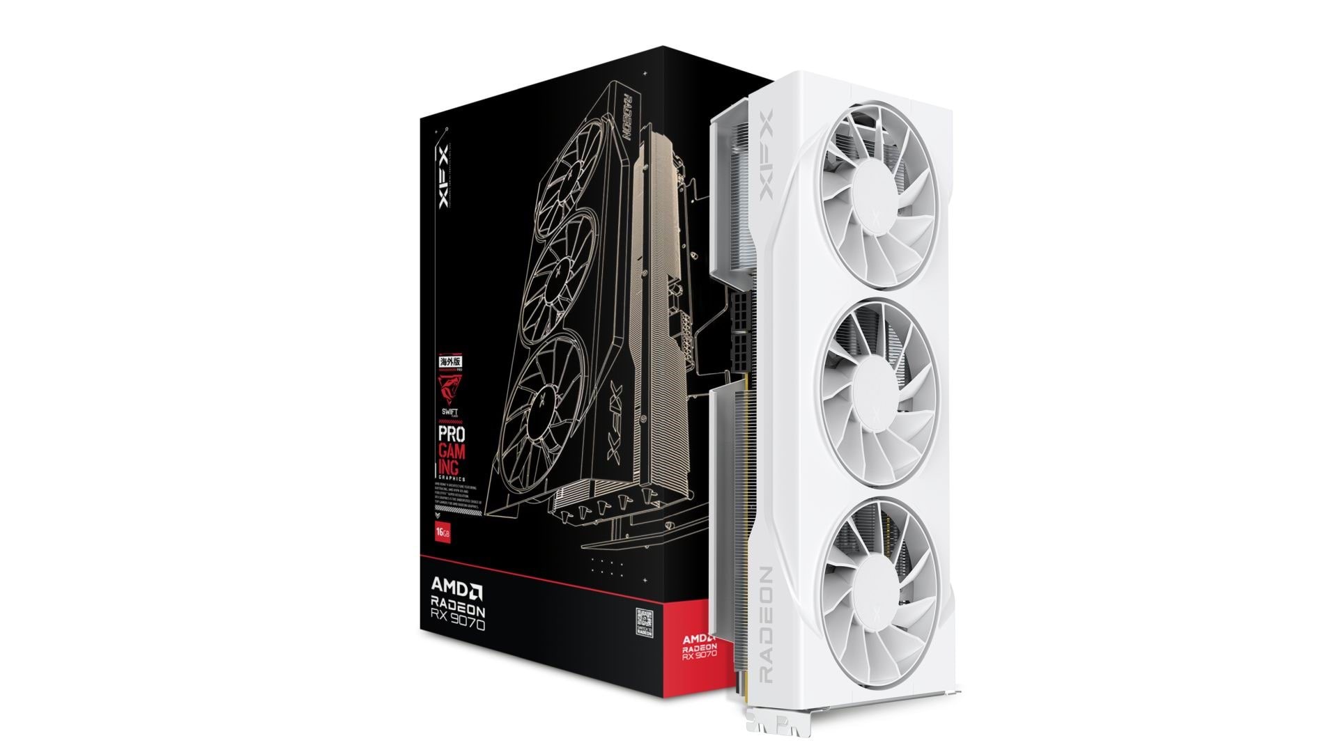 Xfx Radeon RX 9070 Swift Triple 90mm Fan White - 16gb Gddr6 Ram - Grafikkarte Weiß Rx-97swft3w7
