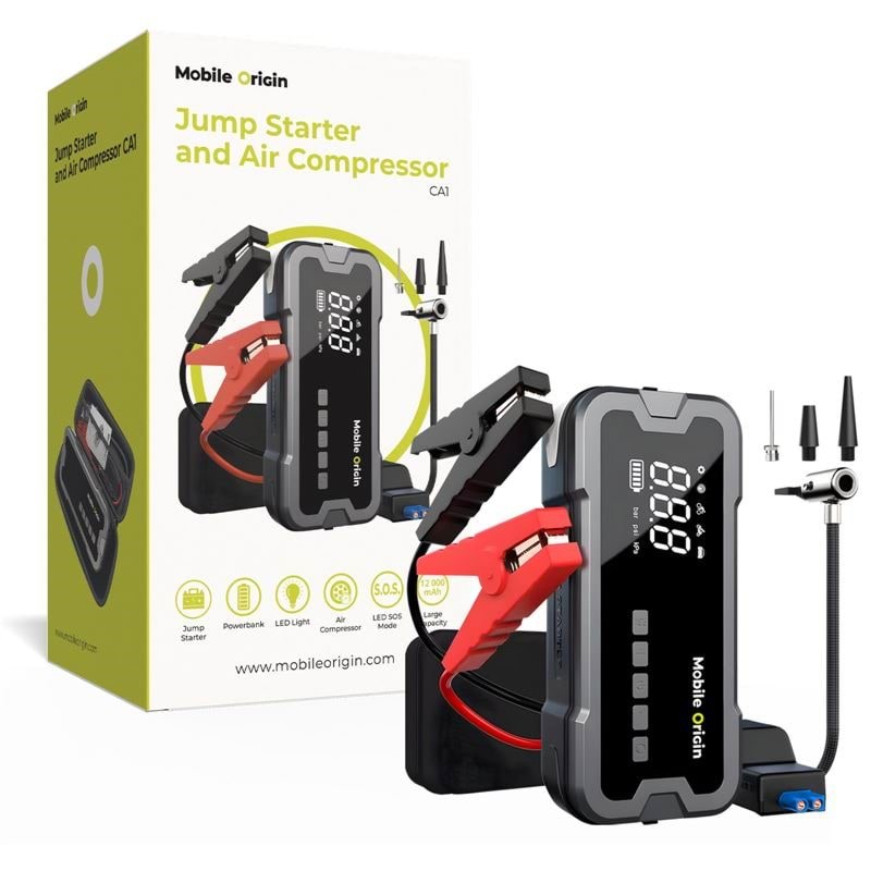 Mobile Origin Jumpstarter And Air Compressor Ca1 - 12000 Mah - Powerbank Akku Mo-jsc-ca1