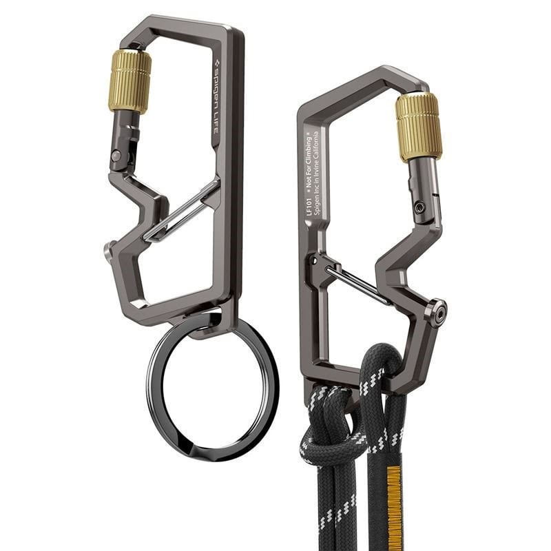 Spigen Carabiner With Key Ring 2nd Gen 1 Pack - Gunmetal - Handys Anderes Zubehoer