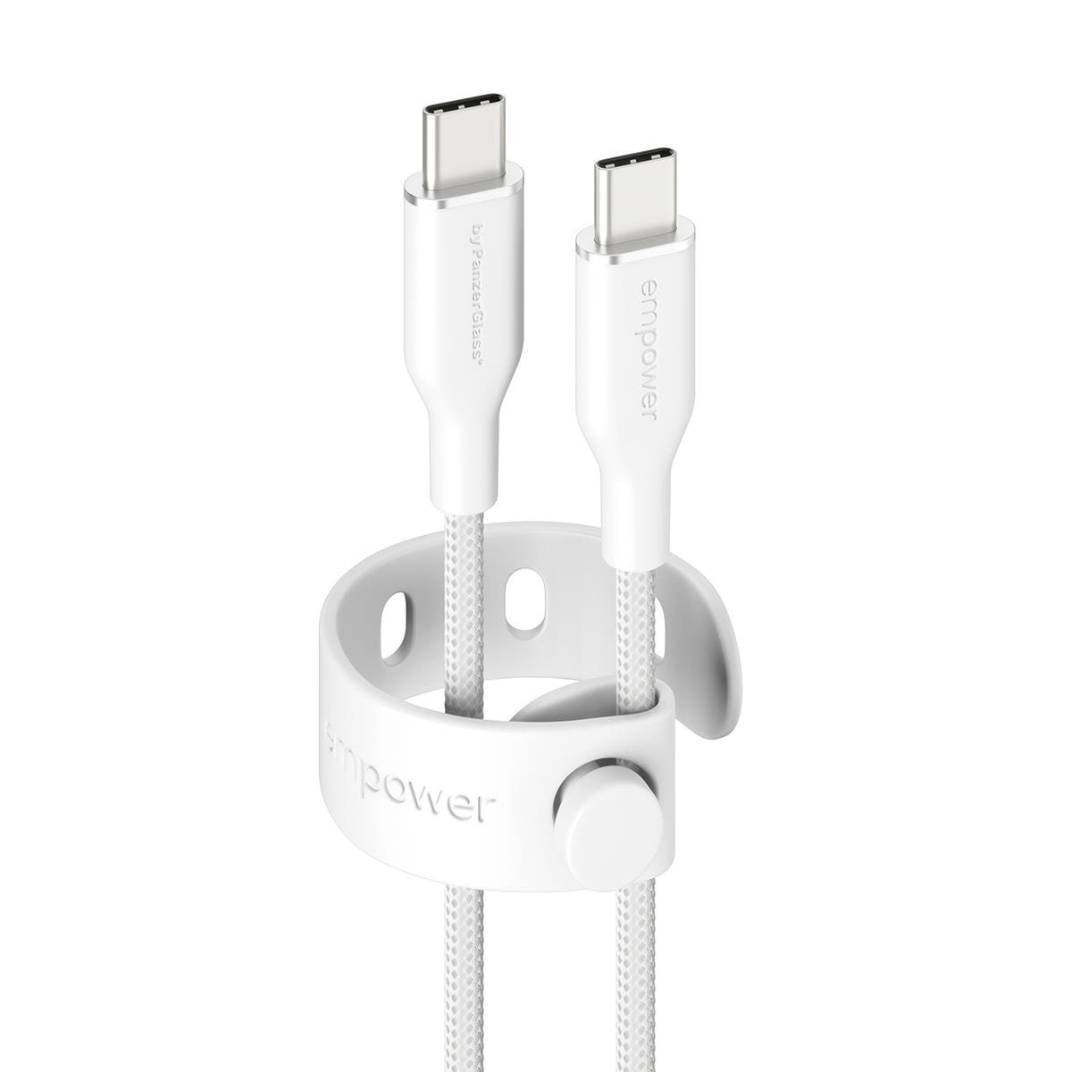 Empower by Panzerglass Racing 60w Usb-c to Usb-c Cable | Usb 2.0 | 1.2M | Silver White - Usb Kabel Weiß Em52178