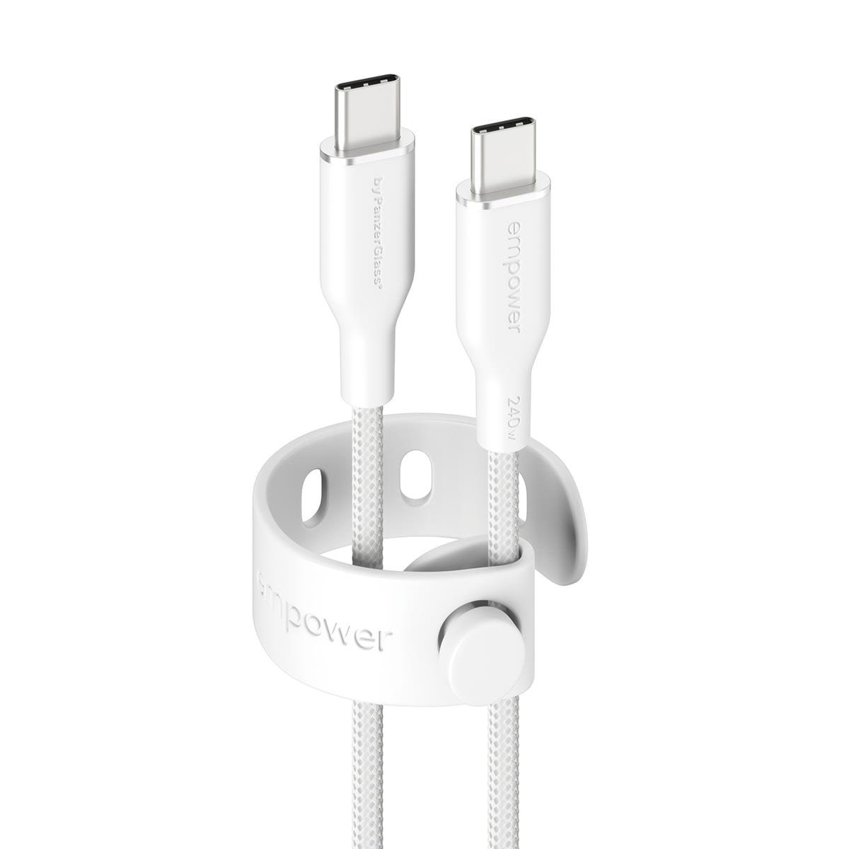 Empower by Panzerglass Racing 240w Usb-c to Usb-c Cable | Usb 2.0 | 1.2M | Silver White - Usb Kabel Weiß Em77569