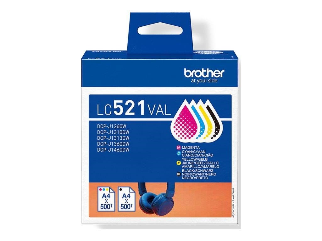 Brother Lc521 Value Pack - 4-pack - Black Yellow Cyan Magenta - Original - Ink Cartridge - Druckerzubehoer Tinte Toner Lc521val
