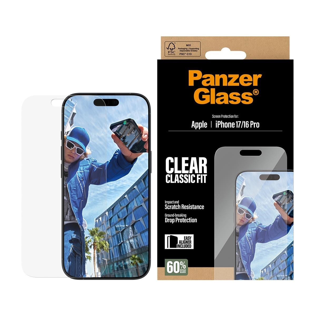 Panzerglass Screen Protector Iphone 17 | Iphone 16 Pro | Classic Fit w. Easyaligner - Handys Schutzfolie Pg97490
