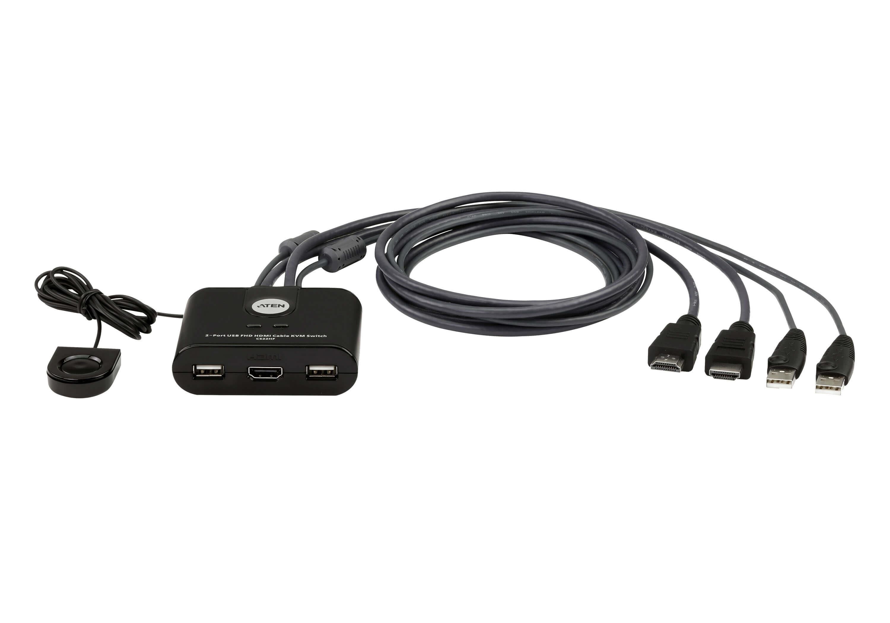 Aten Cs22hf 2-port Usb Fhd Hdmi Cable Kvm Switch - Kvm Switches