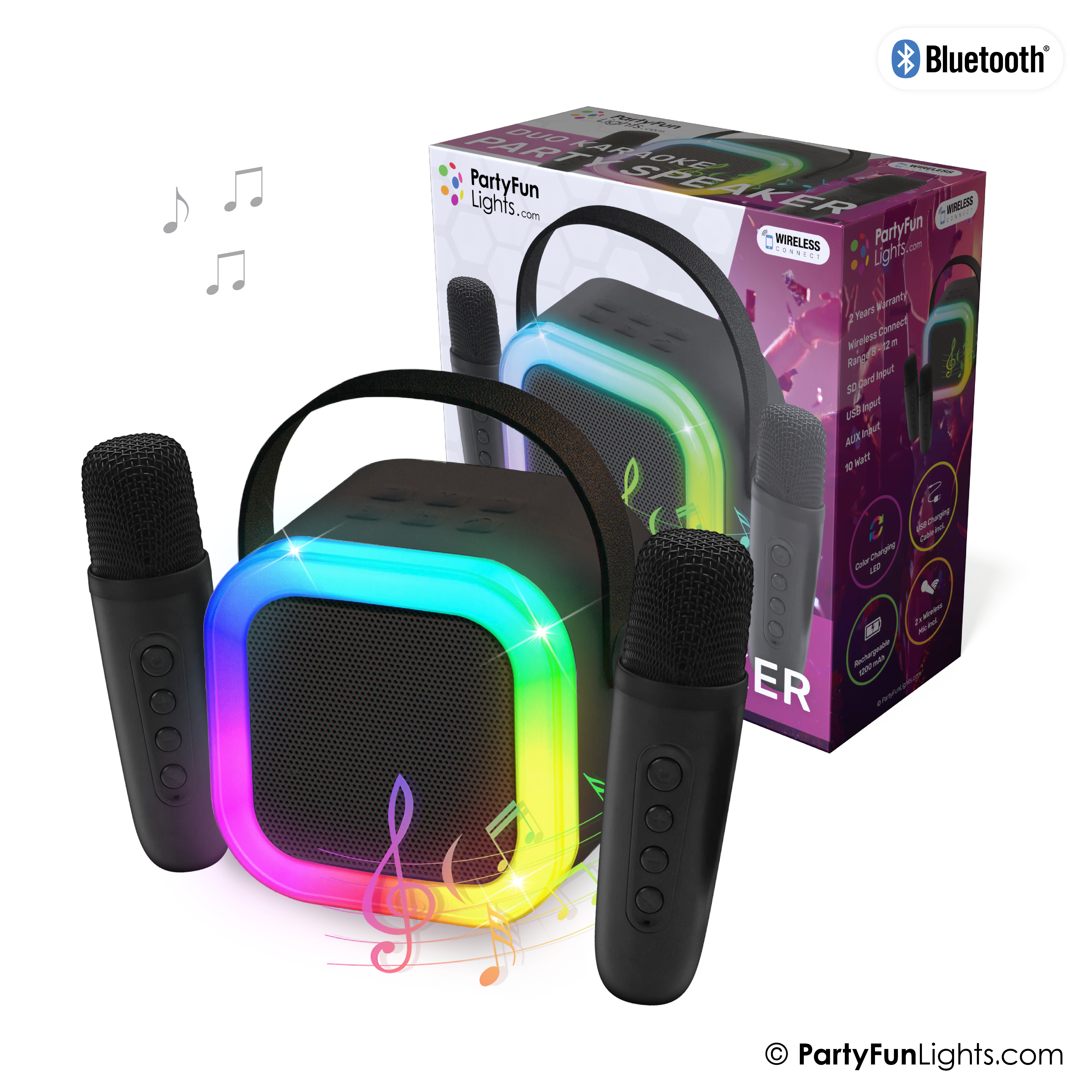 Party Funlight Duo Karaoke Party Speaker W/ 2 x Mics - Musik