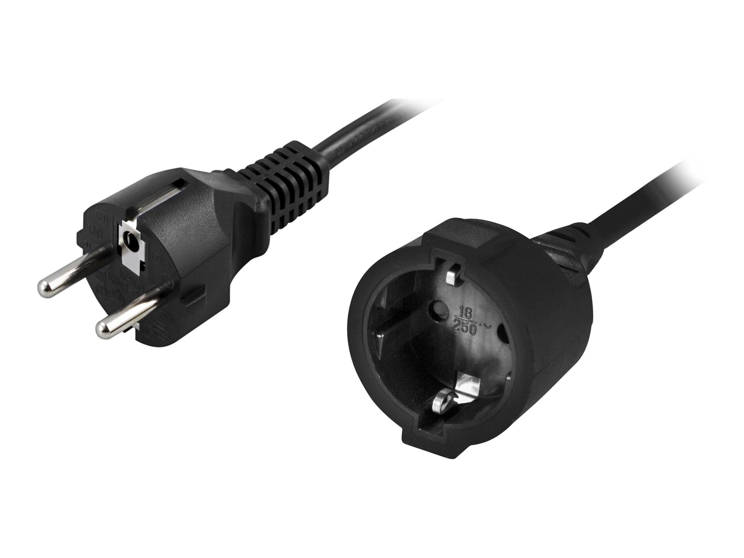 Deltaco Del-112s - Power Extension Cable - Power Cee 7/7 to Cee 7/4 - 3 m - Stromkabel Extern Schwarz