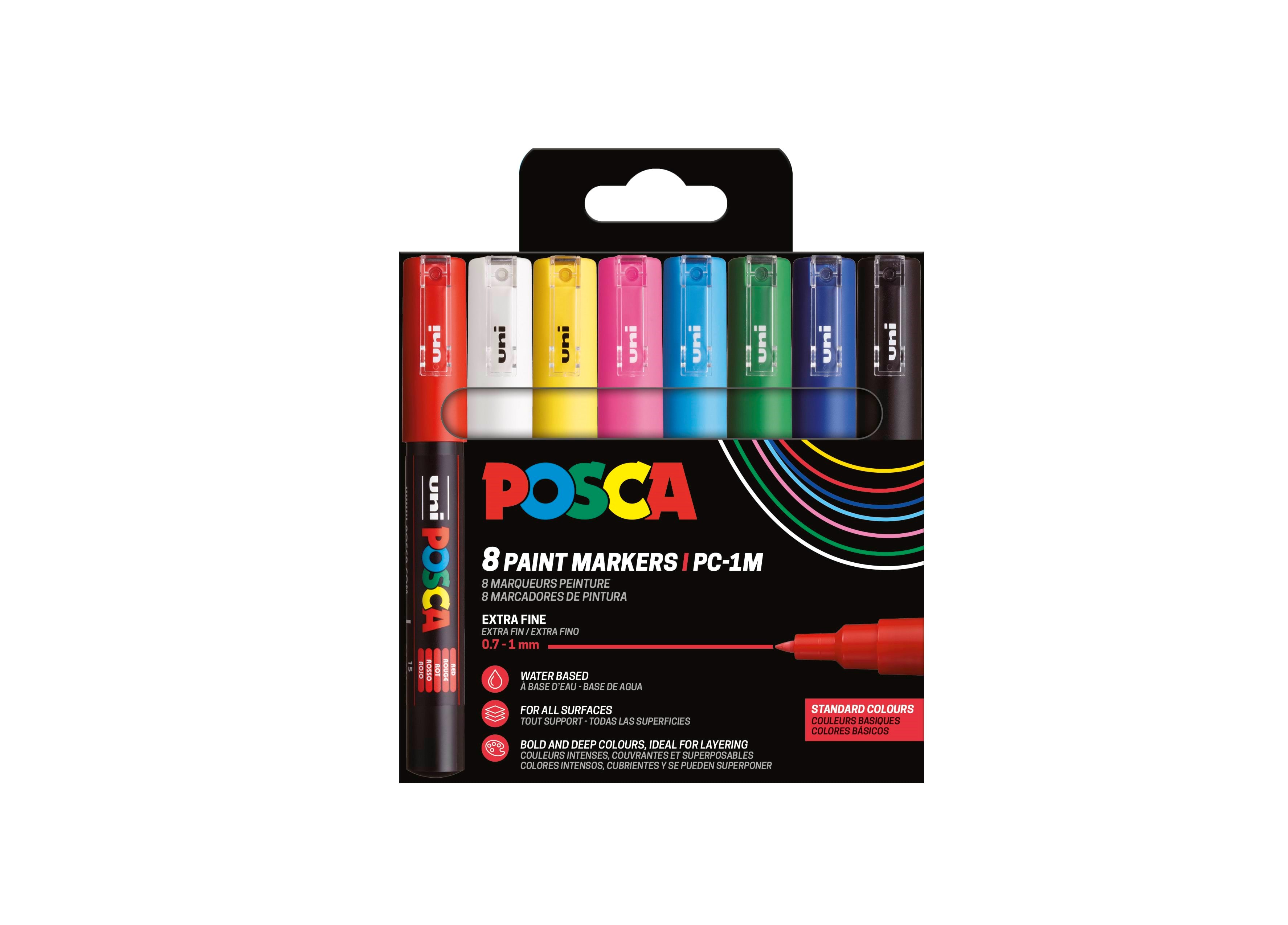 Posca Marker Sæt Pc-1m 8 Ass. Std. Farver - Utensilien Zum Schreiben Und Zeichnen