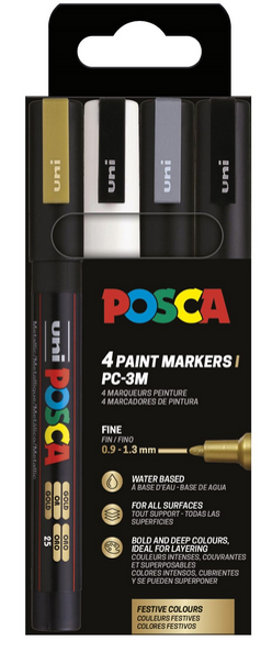Posca Marker Sæt Pc-3m 4 Ass. Farver G-s-s-h - Utensilien Zum Schreiben Und Zeichnen