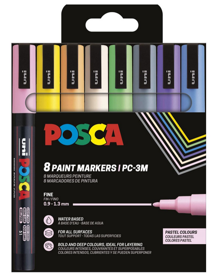 Posca Marker Sæt Pc-3m 8 Ass. Pastel Farver - Utensilien Zum Schreiben Und Zeichnen