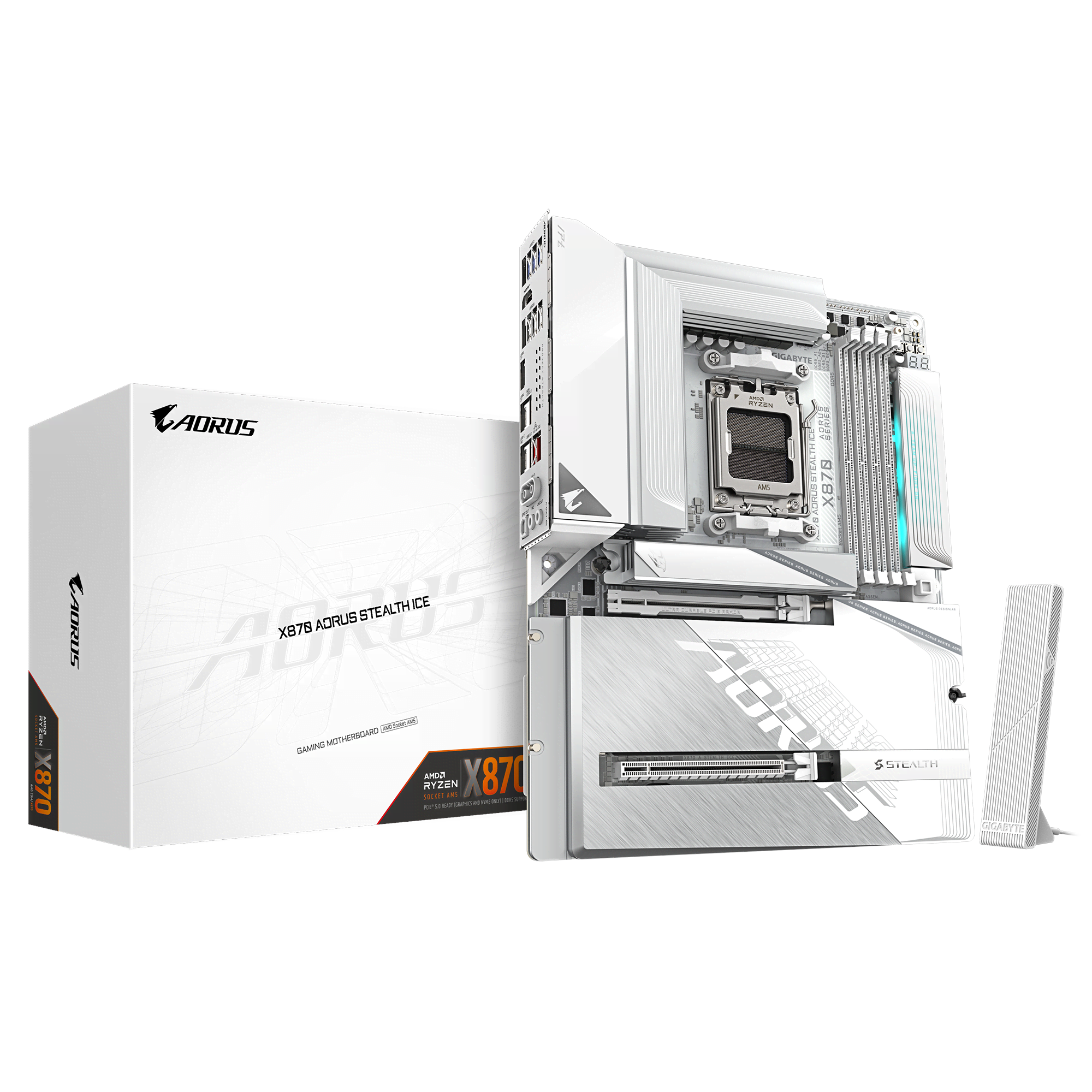 Gigabyte X870 Aorus Stealth Ice Mainboard - Amd X870 - Amd Am5 - Ddr5 Ram - Atx X870 A Stealth Ice