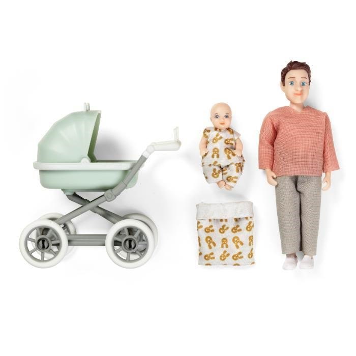 Lundby Far M/baby i Barnevogn Aftageligt Tøj - Dolls Accessories 18241