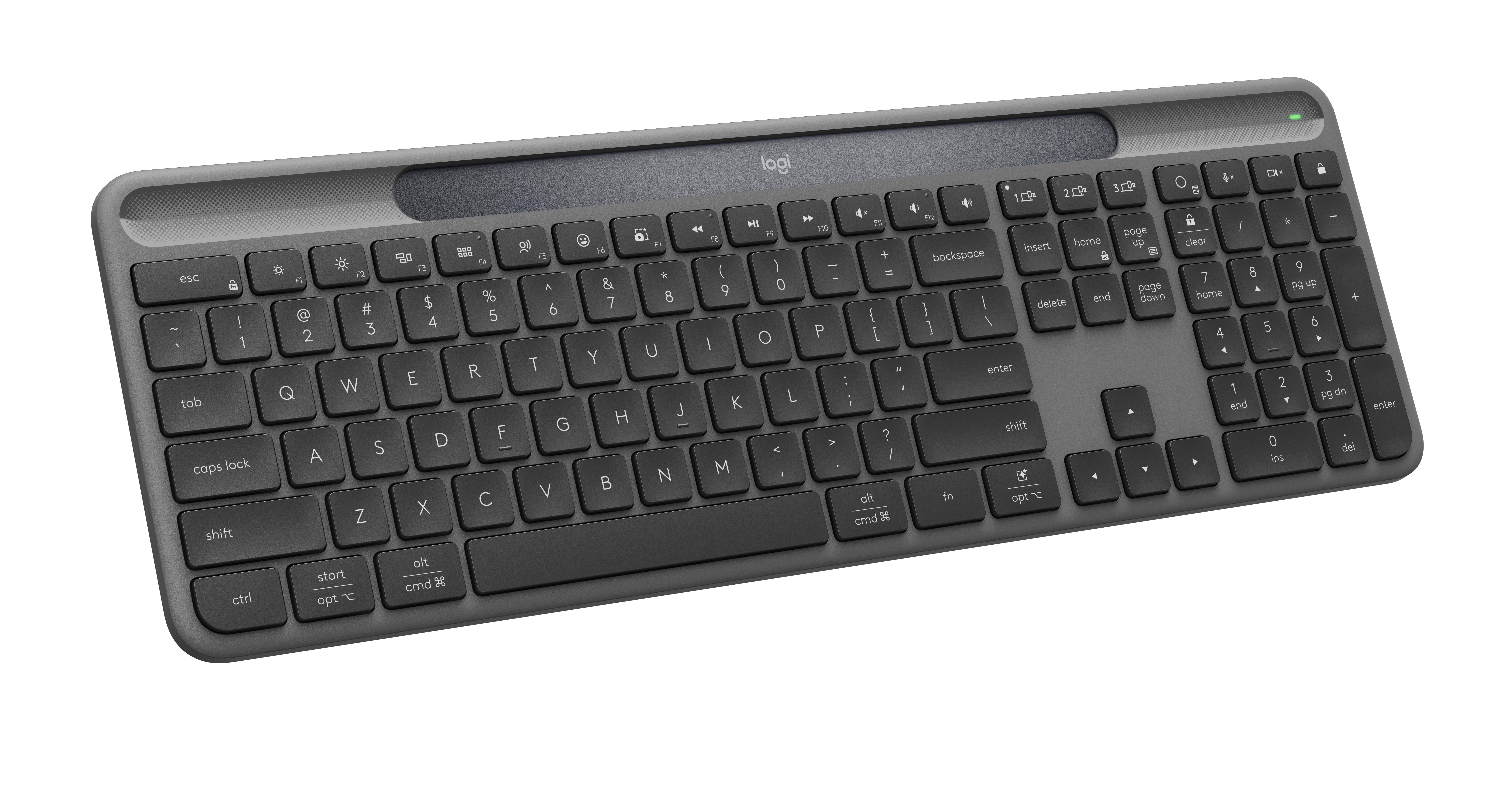 Logitech K980 Signature Slim Solar+ Wireless - Tastatur - Full-size - Italienisch - Grau - Tastaturen